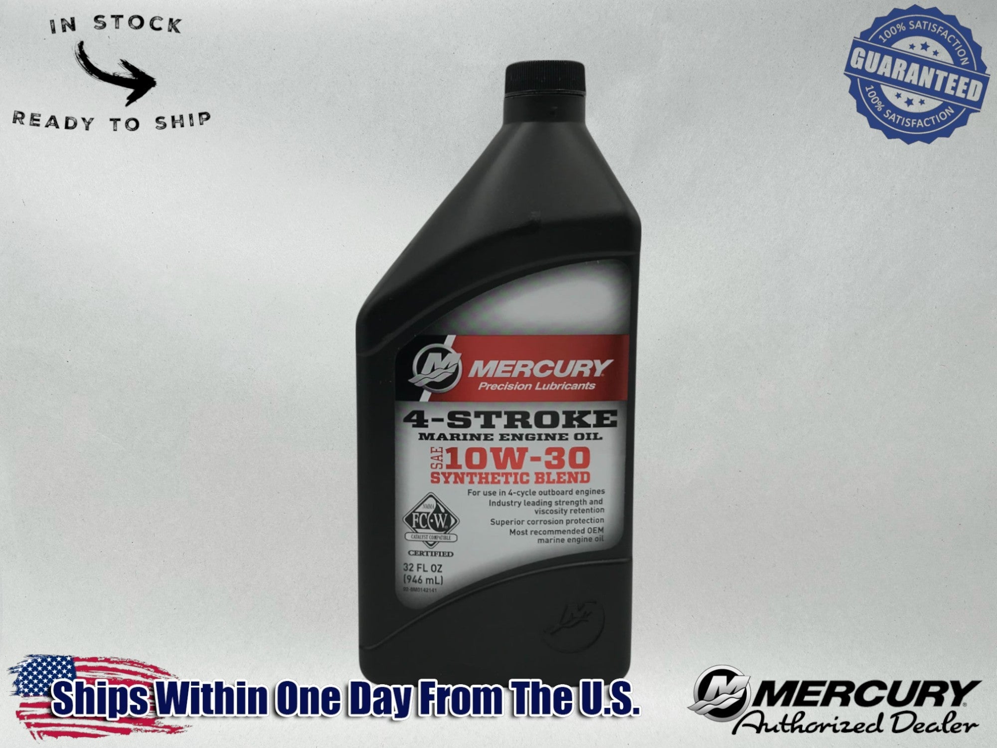 Mercury OEM Semi Synthetic 10W30 Marine Oil Quart 92-8M0142141