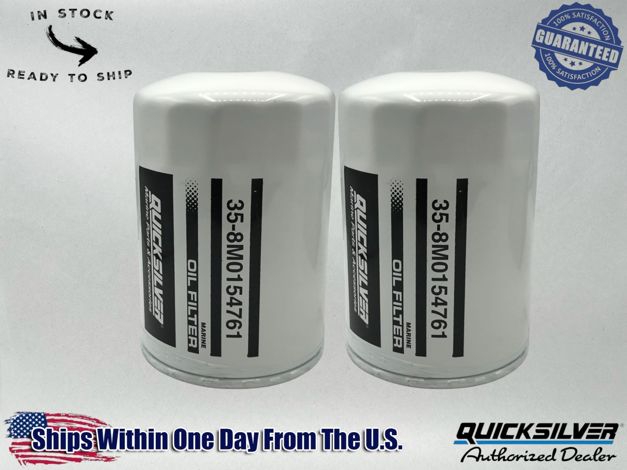 Quicksilver Genuine OEM Authentic Oil Filters 35-8M0154761 2 Pack