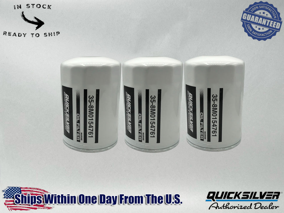 Quicksilver Genuine OEM Authentic Oil Filters 35-8M0154761 3 Pack
