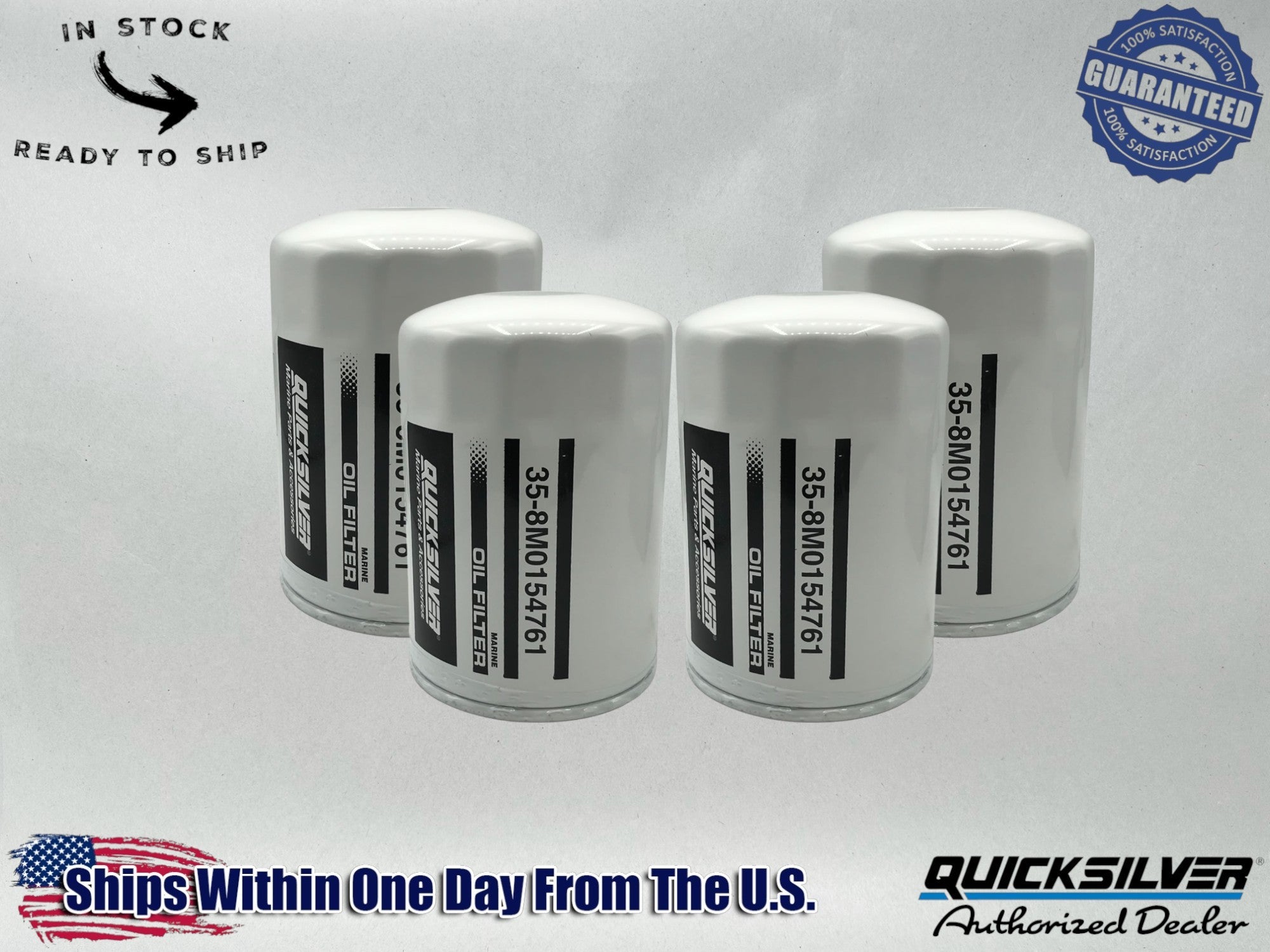 Quicksilver Genuine OEM Authentic Oil Filters 35-8M0154761 4 Pack