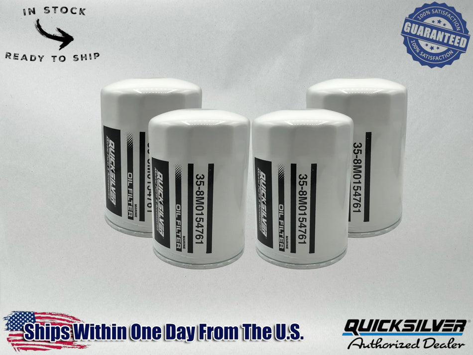 Quicksilver Genuine OEM Authentic Oil Filters 35-8M0154761 4 Pack