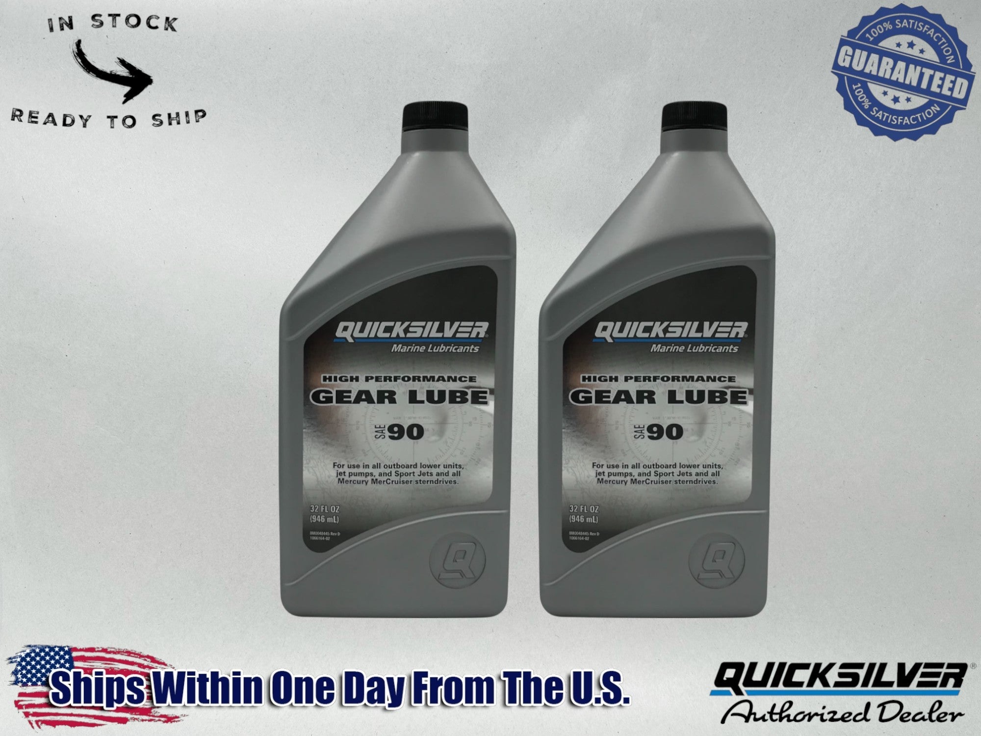 Quicksilver OEM High Performance Gear Lube SAE90 Quarts 8M0222065 2 Pack
