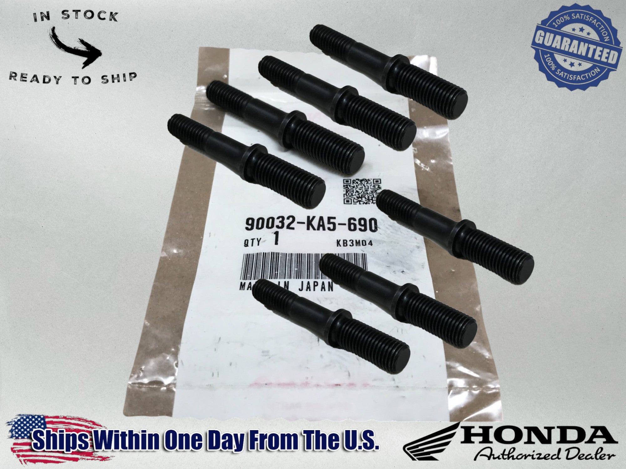 7 Honda Genuine OEM Stud Bolts 90032-KA5-690