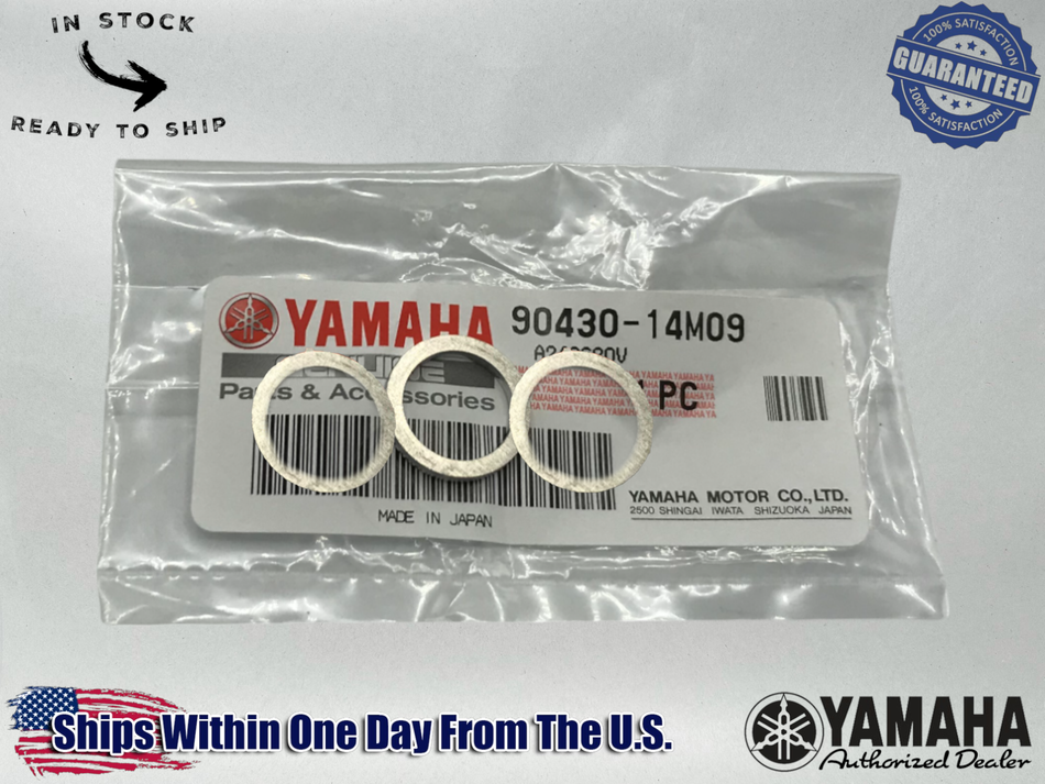 Yamaha OEM (06-17) F90 Oil Drain Plug Gasket 90430-14M09-00 - 3 PACK