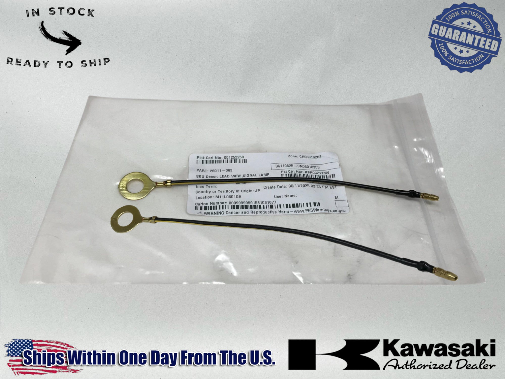 Kawasaki OEM Turn Signal Stem Lead Ground Wire Harness z1 kz900 kz1000 26011-063