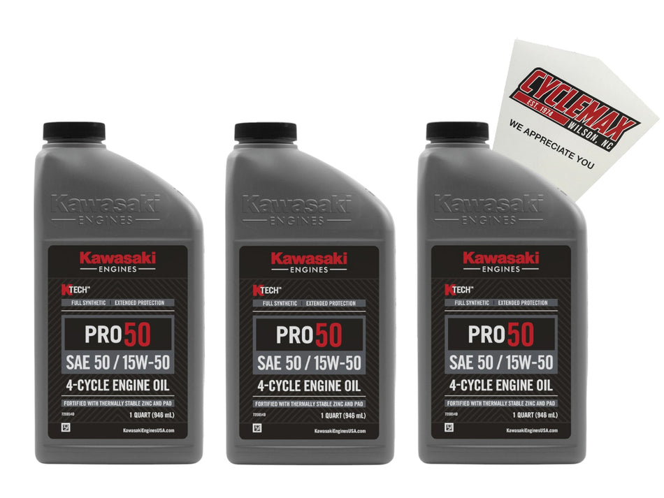 Kawasaki KTECH PRO 50 4-Cycle SAE 50 15-W50 Engine Oil 99969-6700-3PACK