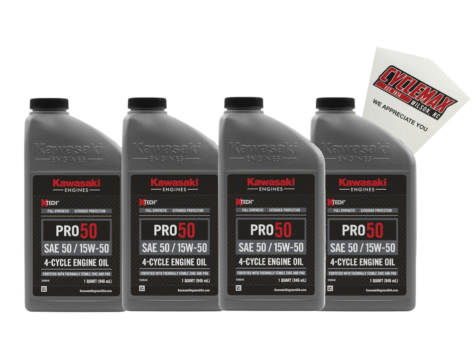 Kawasaki KTECH PRO 50 4-Cycle SAE 50 15-W50 Engine Oil 99969-6700-4PACK