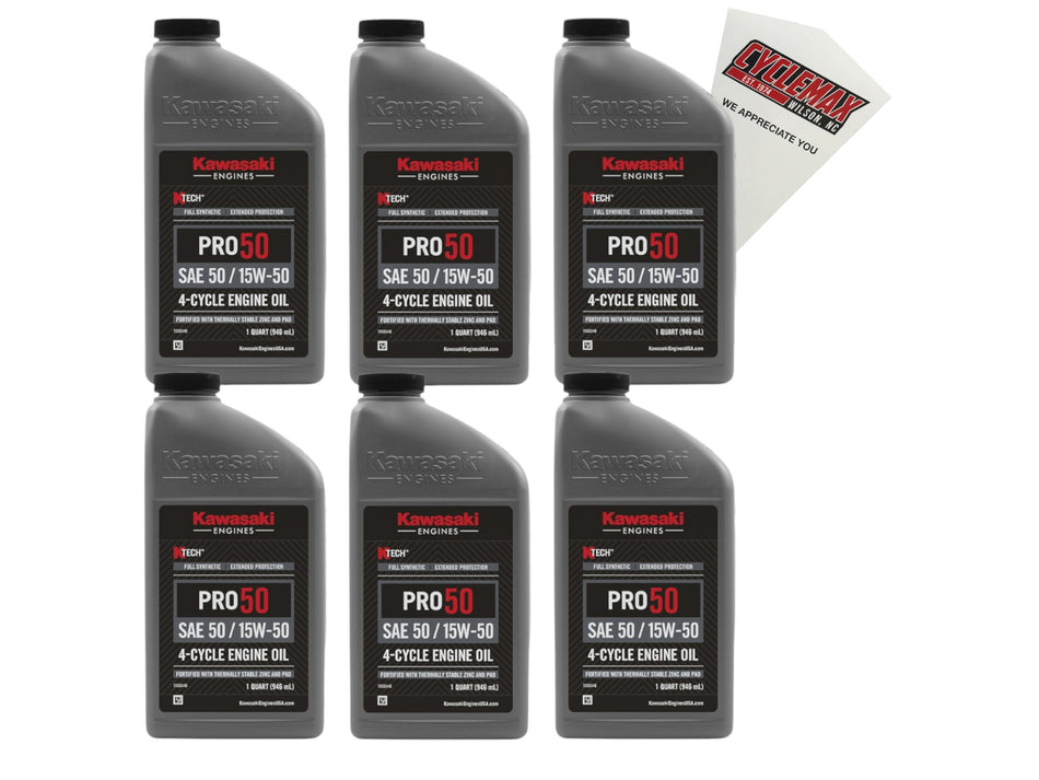 Kawasaki KTECH PRO 50 4-Cycle SAE 50 15-W50 Engine Oil 99969-6700-6PACK