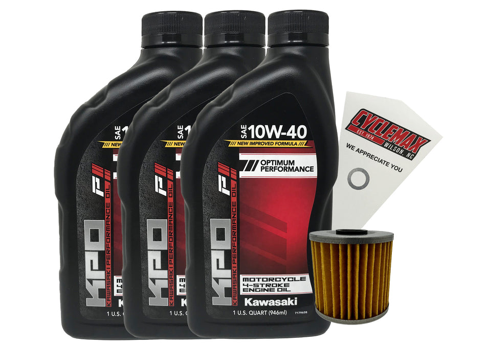 Kawasaki OEM Oil Change Kit for 2009-2022 Kawasaki KLR650 with 10W-40 Oil
