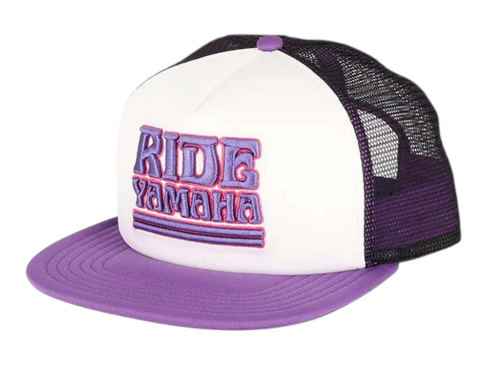 Yamaha Ride Yamaha Retro Flat Bill Hat White Purple CRP-25HRY-PR-NS