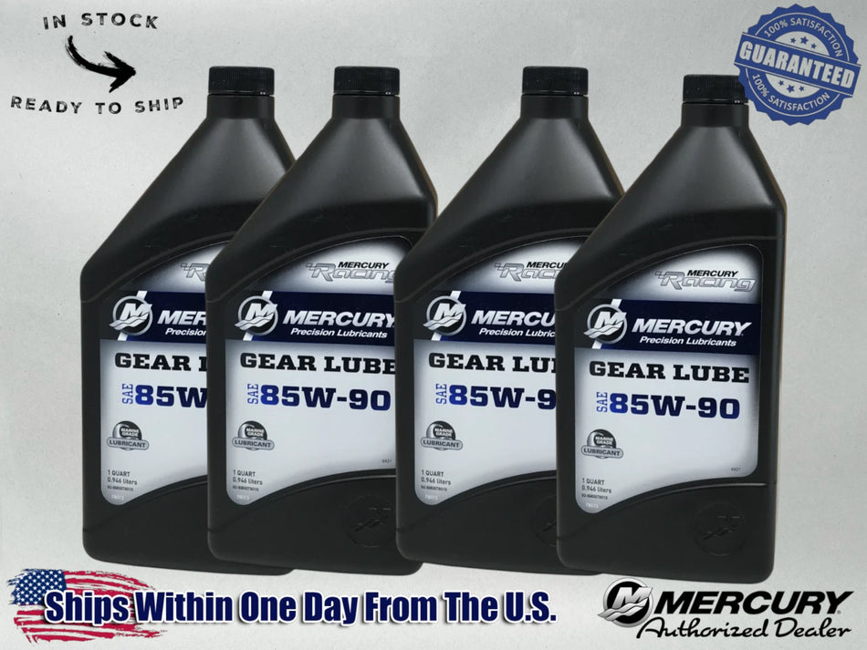 Mercury OEM SAE 85W-90 Racing Gear Lube Quarts 92-8M0078015 4 Pack