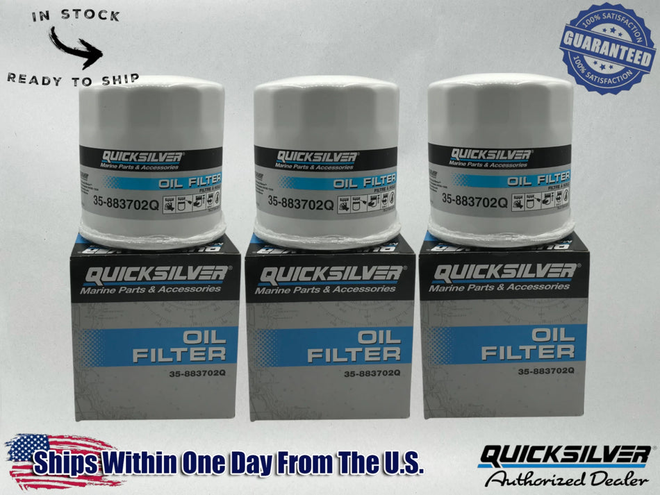 Quicksilver Genuine OEM Authentic Oil Filters 35-883702Q 3 Pack