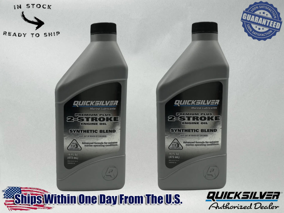 Quicksilver OEM Premium Plus 2-Stroke Semi Synthetic Oil Pints 858025Q01 2 Pack