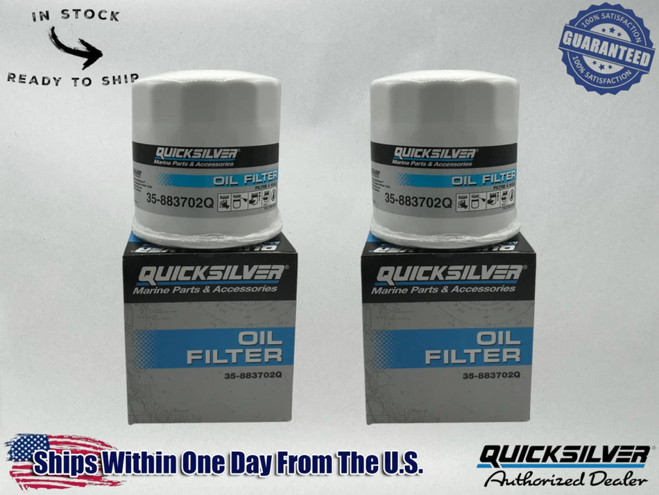 Quicksilver Genuine OEM Authentic Oil Filters 35-883702Q 2 Pack