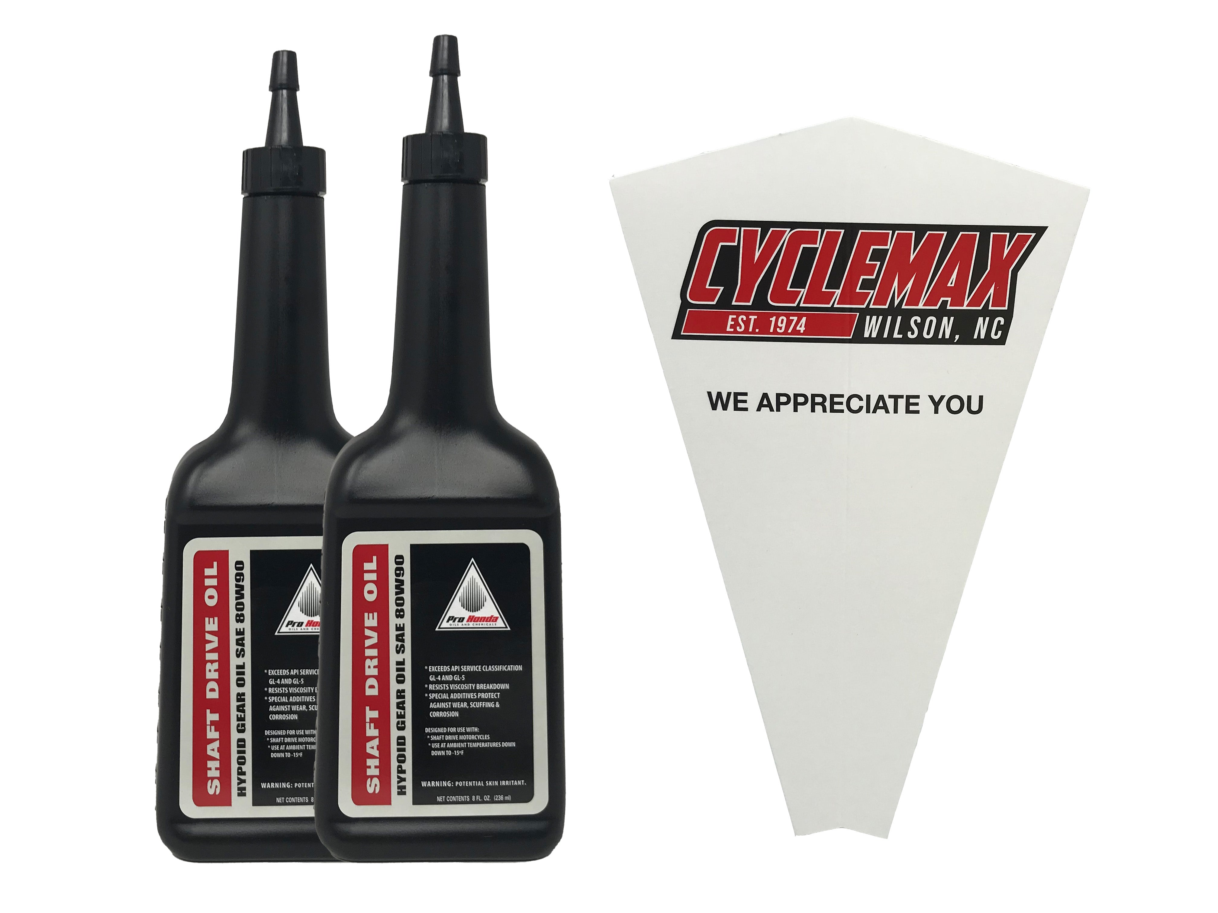 Cyclemax Two Pack for Honda 8oz Shaft Drive Oil 08208-0080 Contains Two Bottles and a Funnel