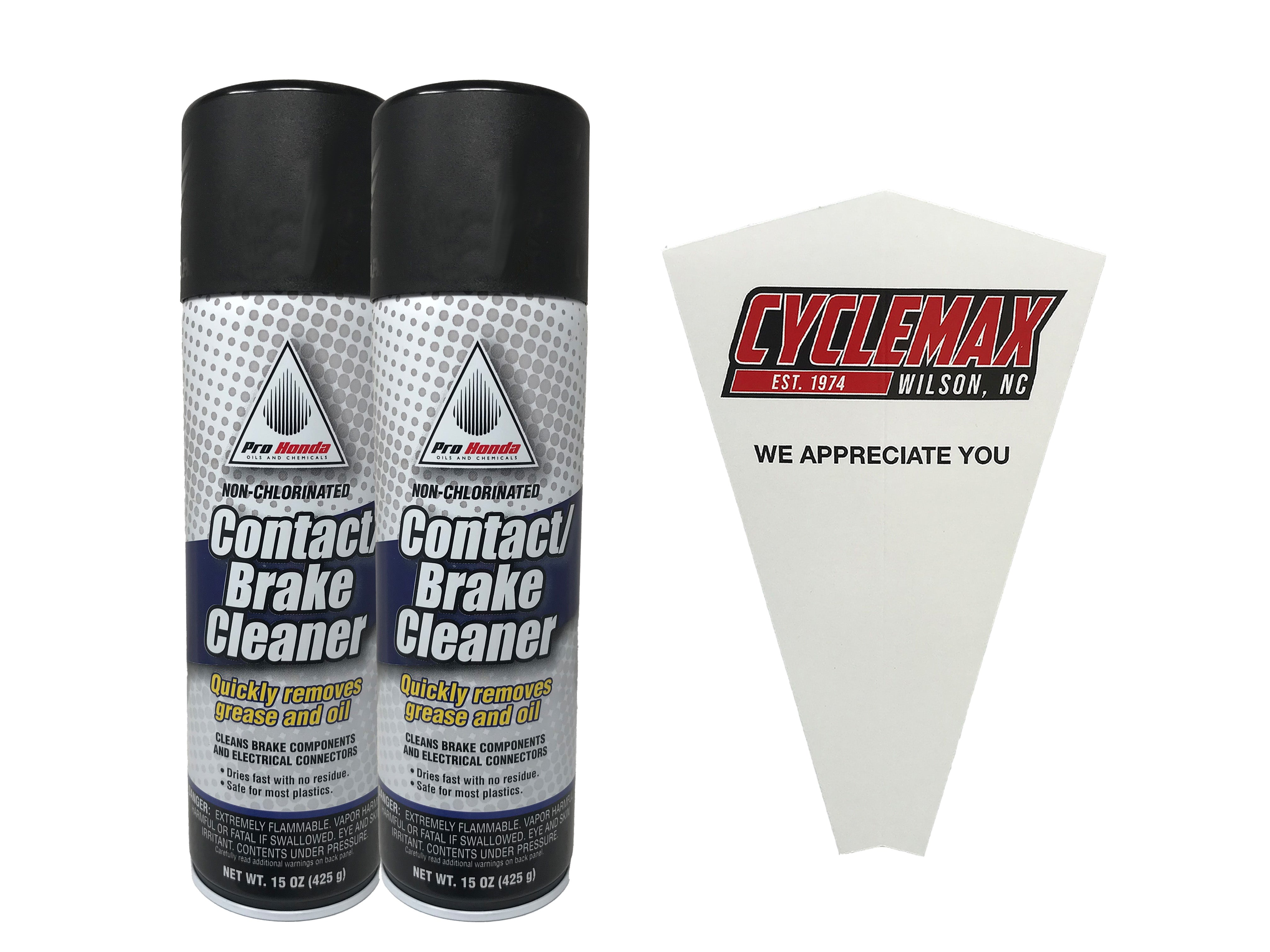 Cyclemax Two Pack for Honda Contact/Brake Cleaner 08732-CBL49 Contains Two 15oz Cans and a Funnel