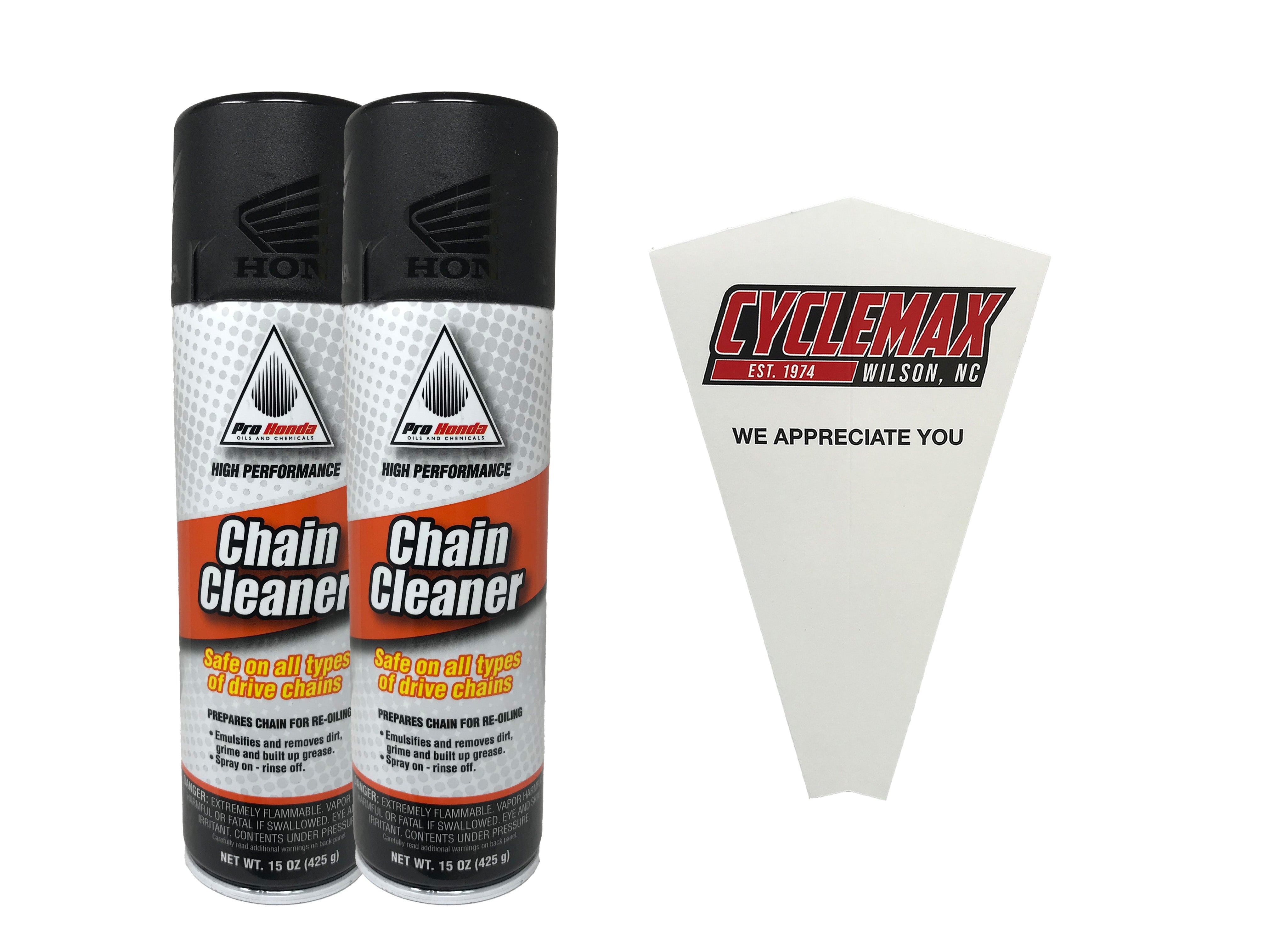 CYCLEMAX Two Pack for Honda Chain Cleaner 08732-CHC00 Contains Two 15oz Cans and a Funnel