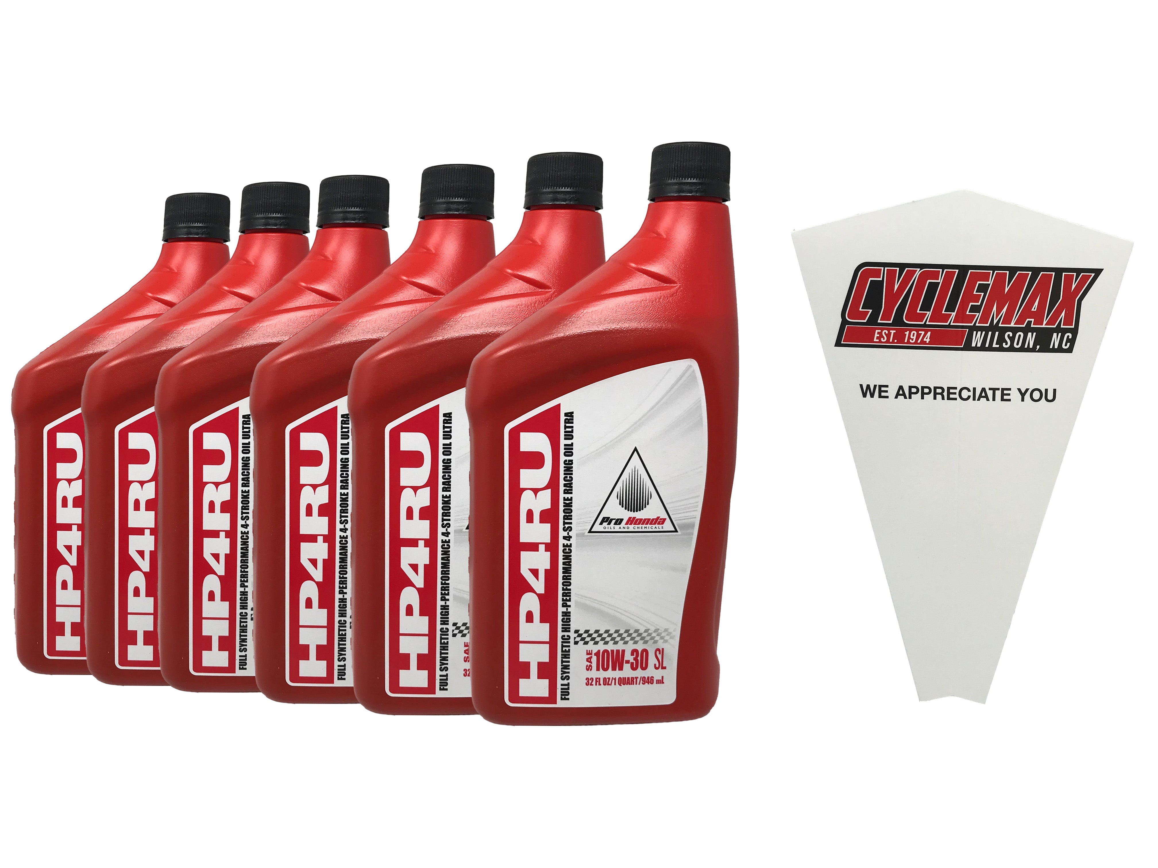 Cyclemax Six Pack for Honda 08C35-HP4-1030RU Full Synthetic Racing Motor Oil 10W-30 contains Six Quarts and Funnel…