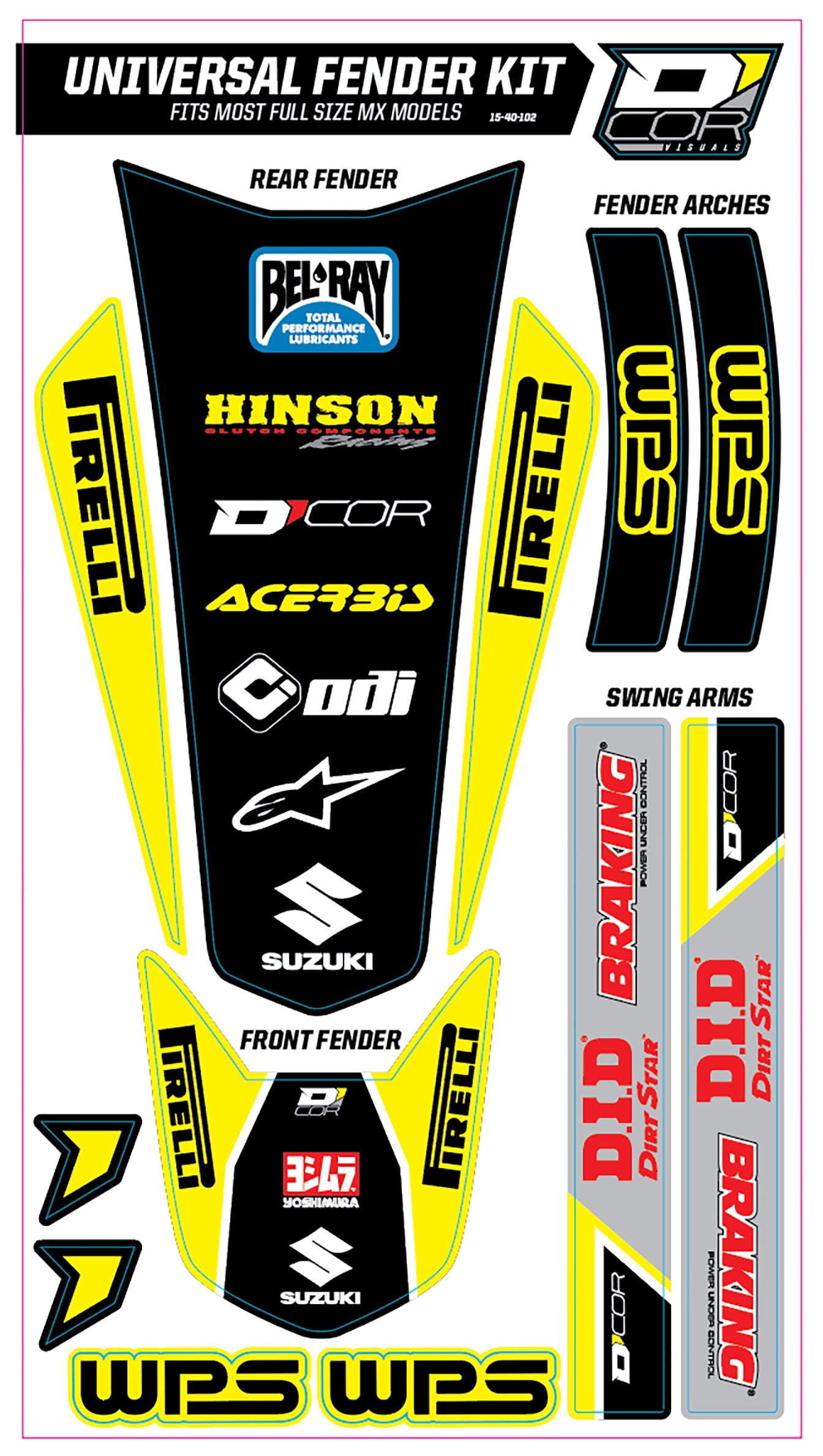 Trim Kit Yellow Wps Universal For Full Size Motorcycles