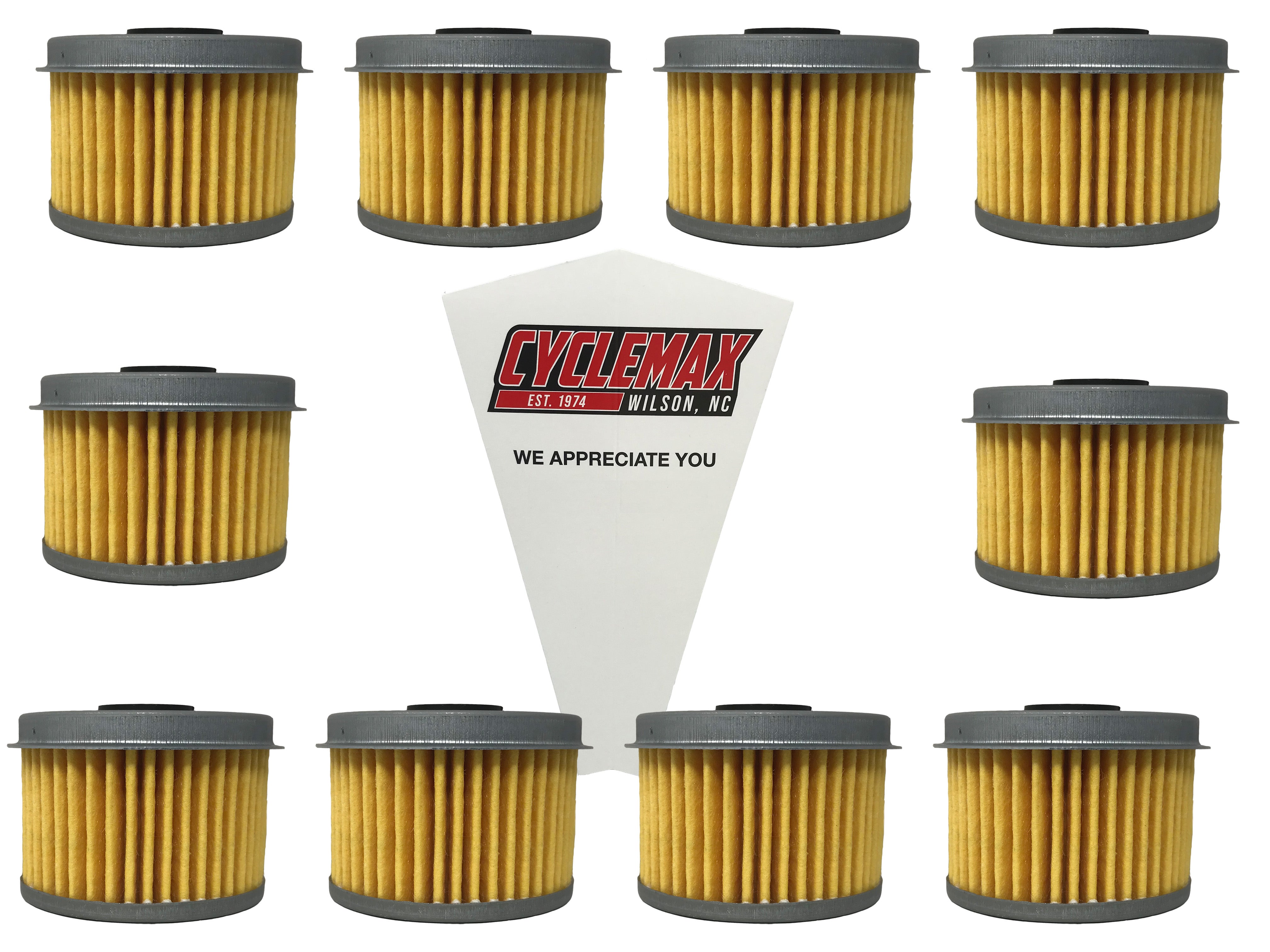 Cyclemax Ten Pack for Honda Oil Filter 15410-KYJ-902 Contains Ten Filters and a Funnel