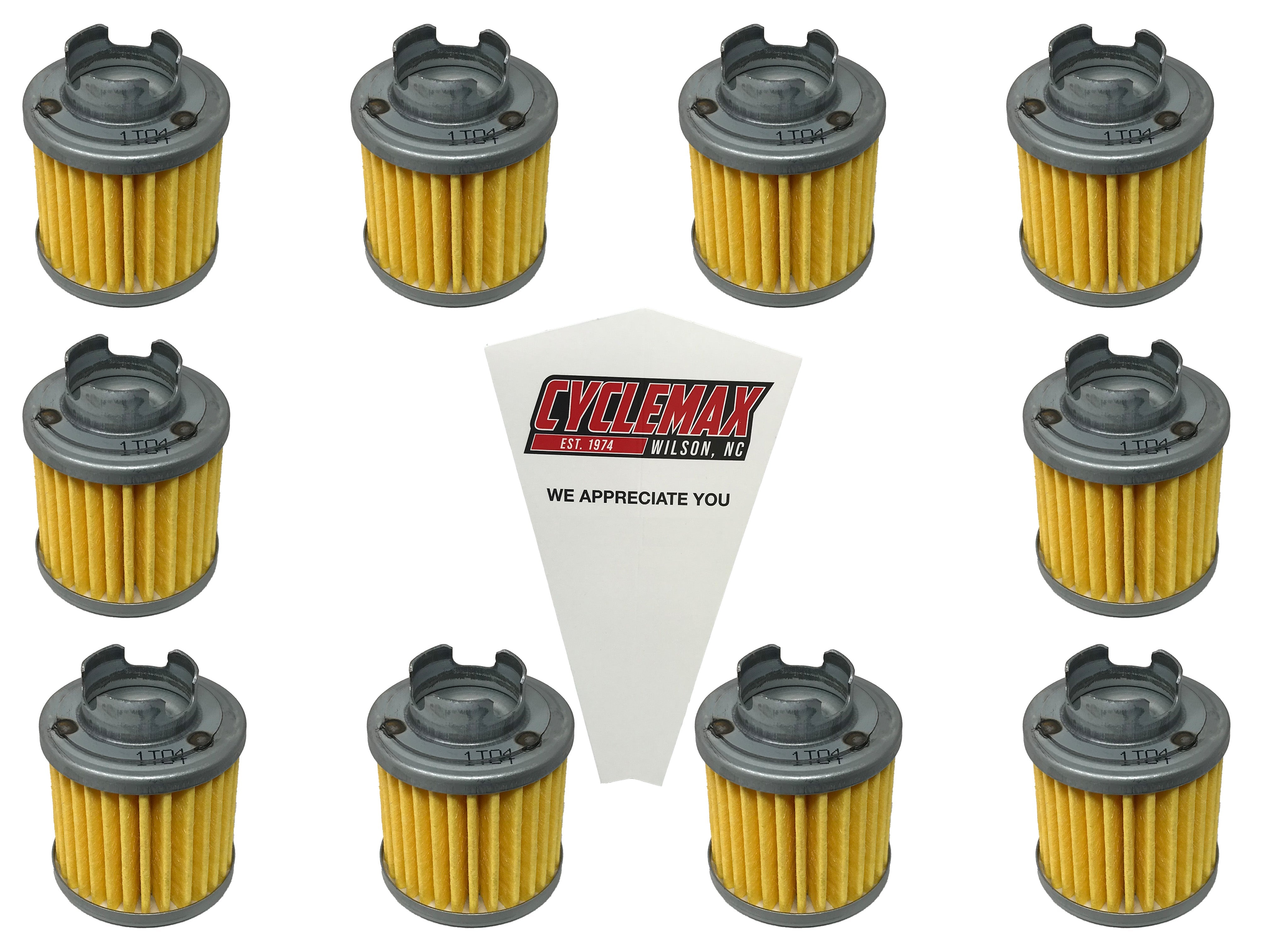 Cyclemax Ten Pack for Honda Oil Filter 15412-HB6-003 Contains Ten Filters and a Funnel