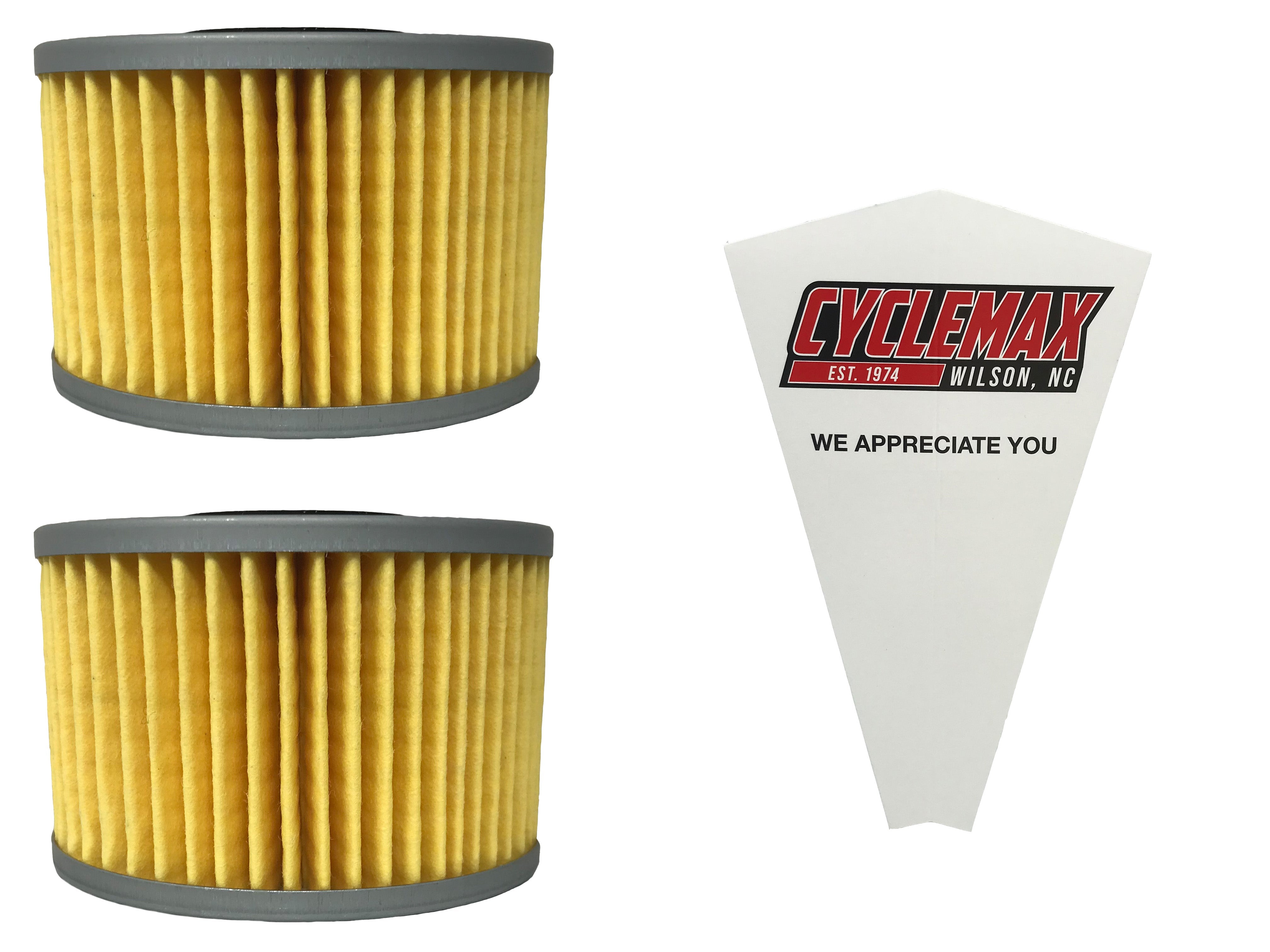 Cyclemax Two Pack for Honda Oil Filter 15412-HP7-A01 Contains Two Filters and a Funnel