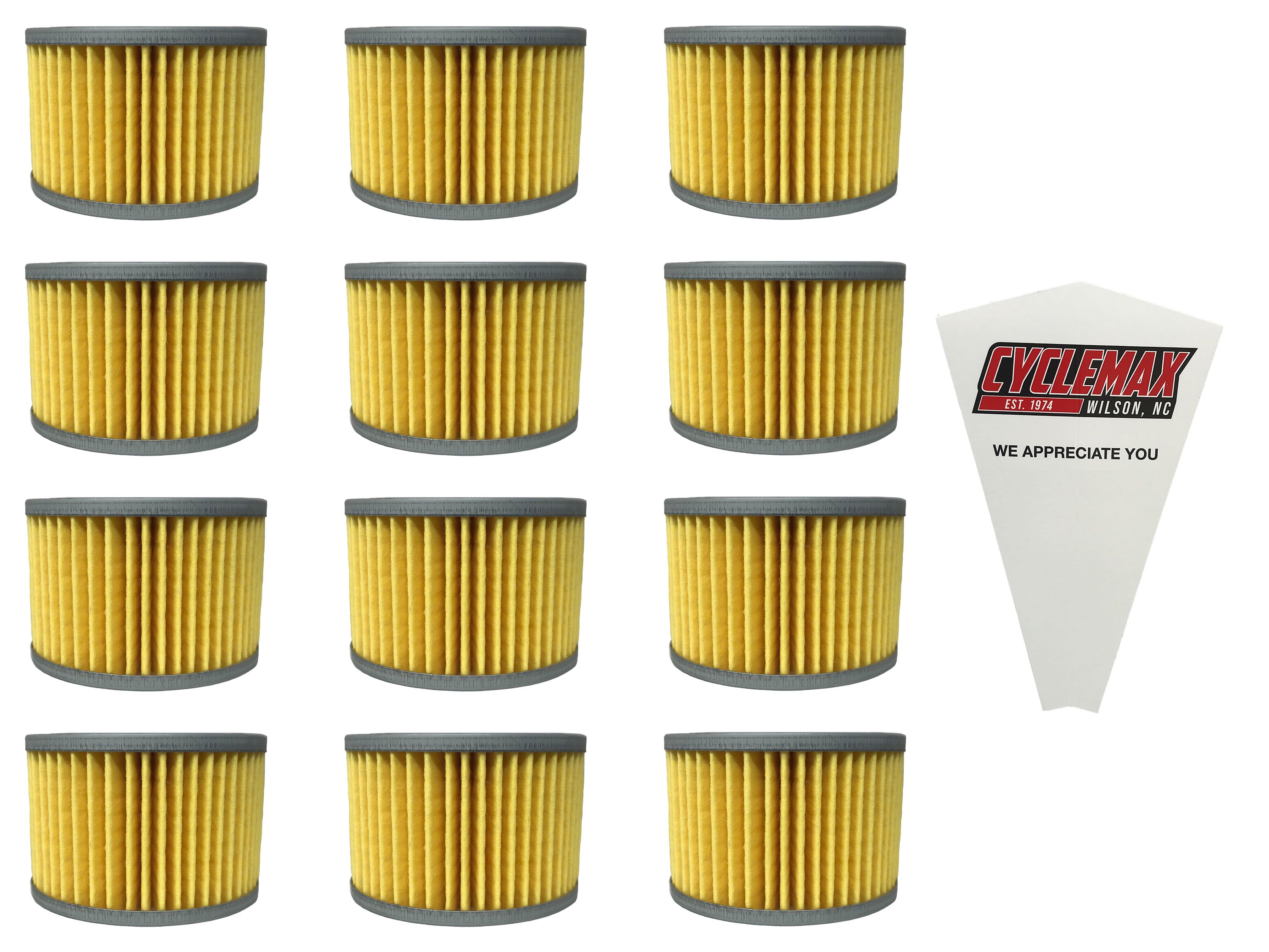 Cyclemax Twelve Pack for Honda Oil Filter 15412-KEA-003 Contains Twelve Filters and a Funnel