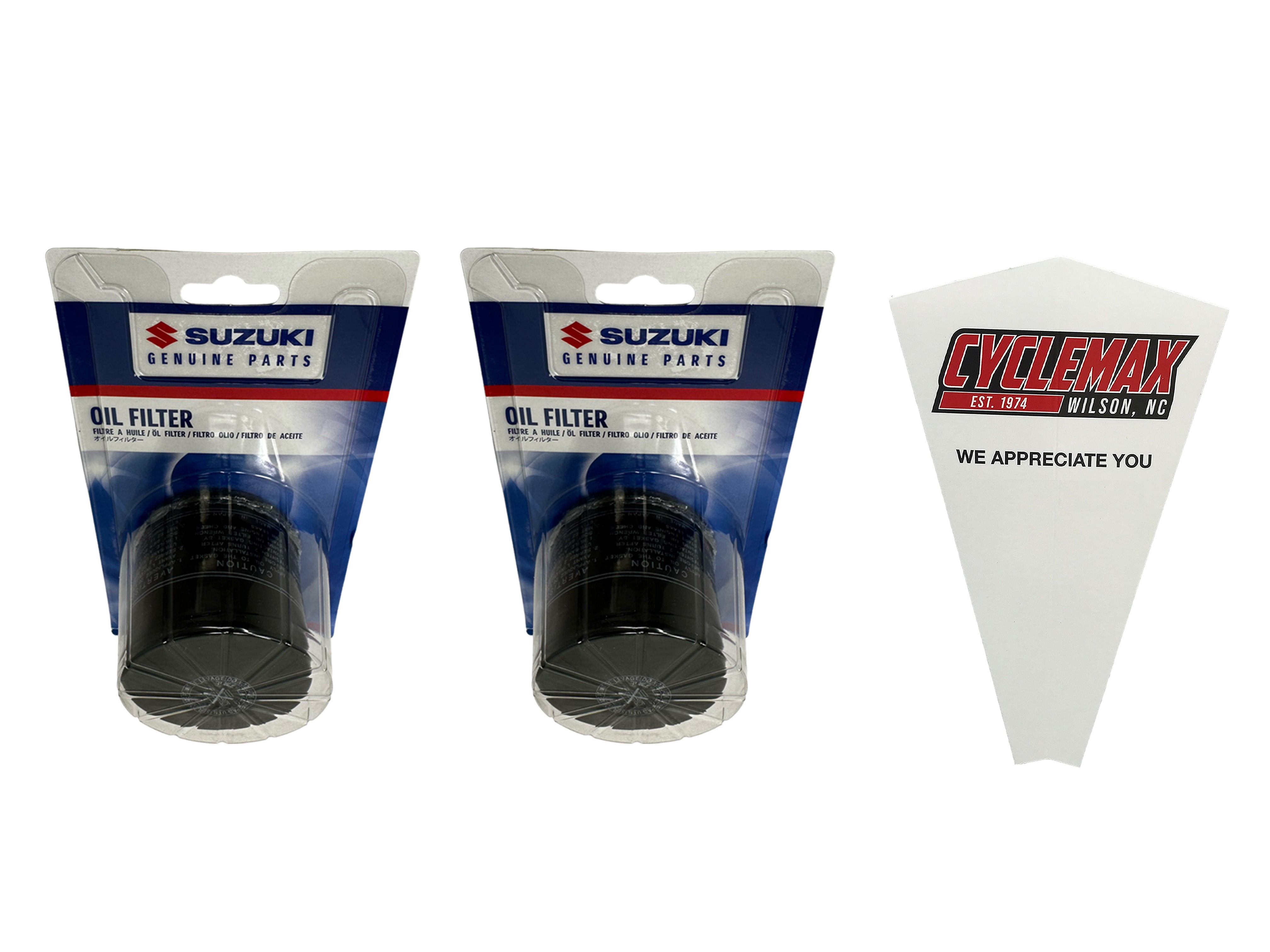 Cyclemax Two Pack for Suzuki Oil Filter 16510-07J00 Contains Two Filters and a Funnel