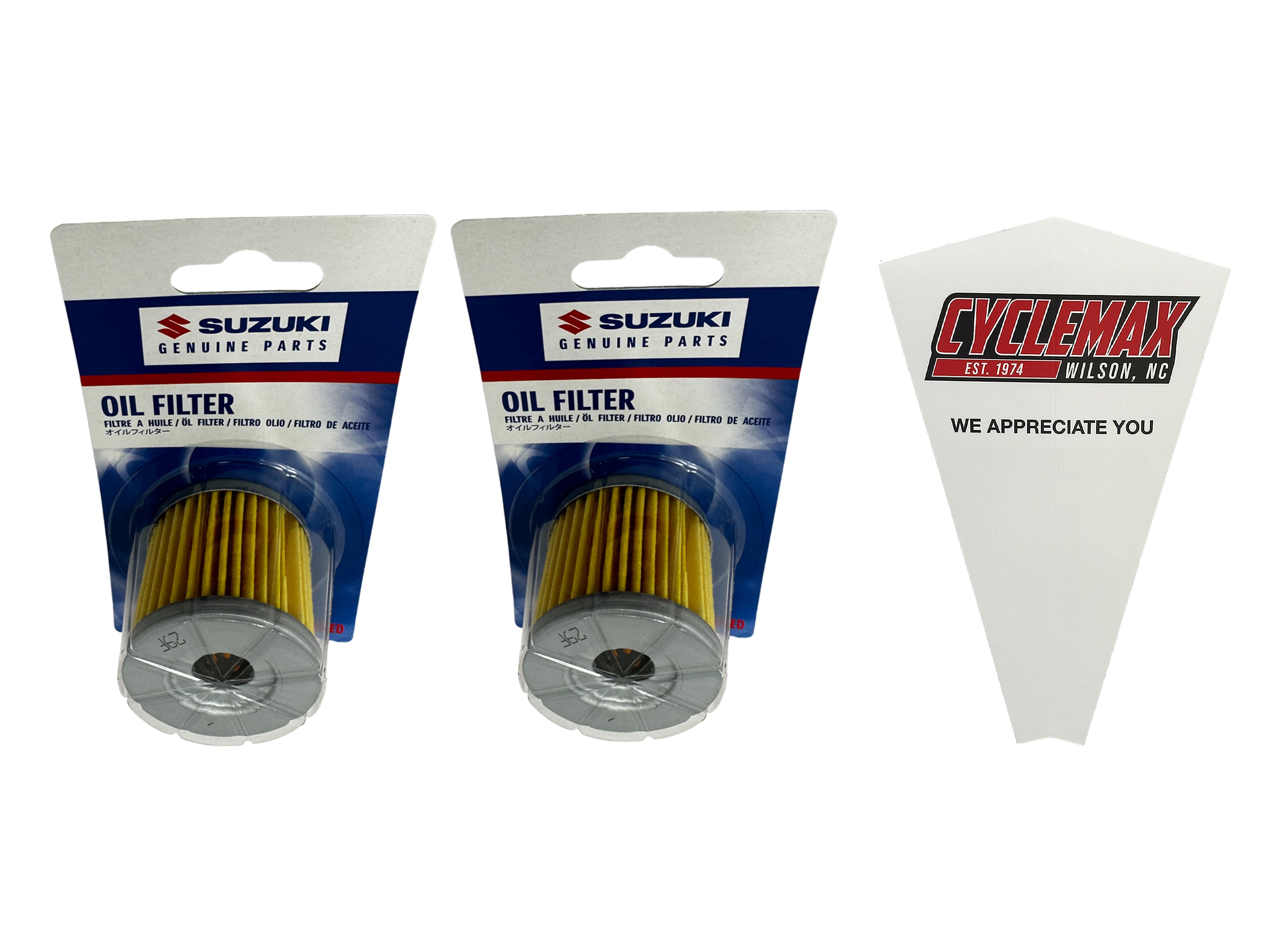 Cyclemax Two Pack for Suzuki Oil Filter 16510-29F00 Contains Two Filters and a Funnel