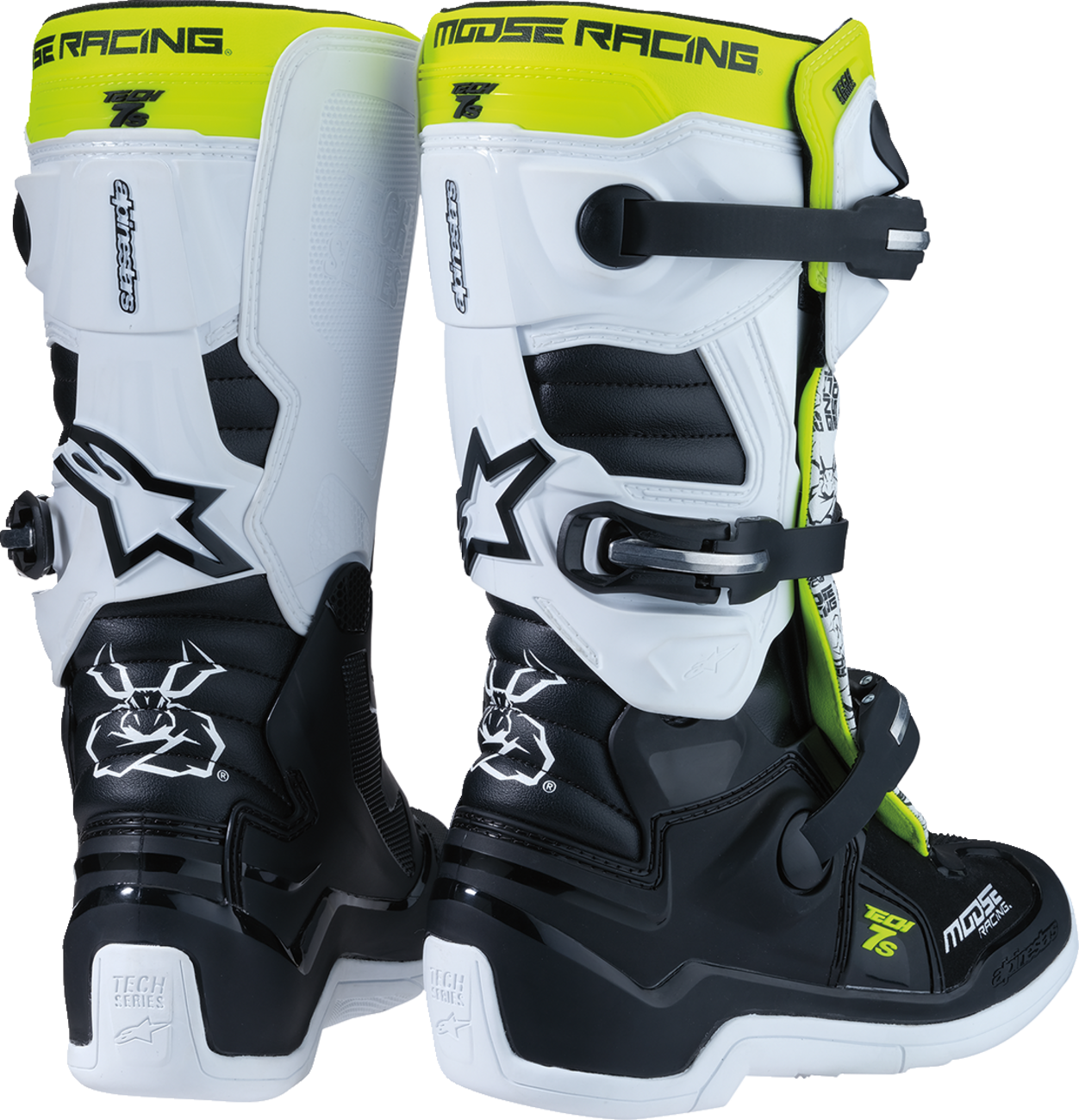 MOOSE RACING Youth Tech 7S Boots - Black/White/Yellow - US 5 0215024-125-5