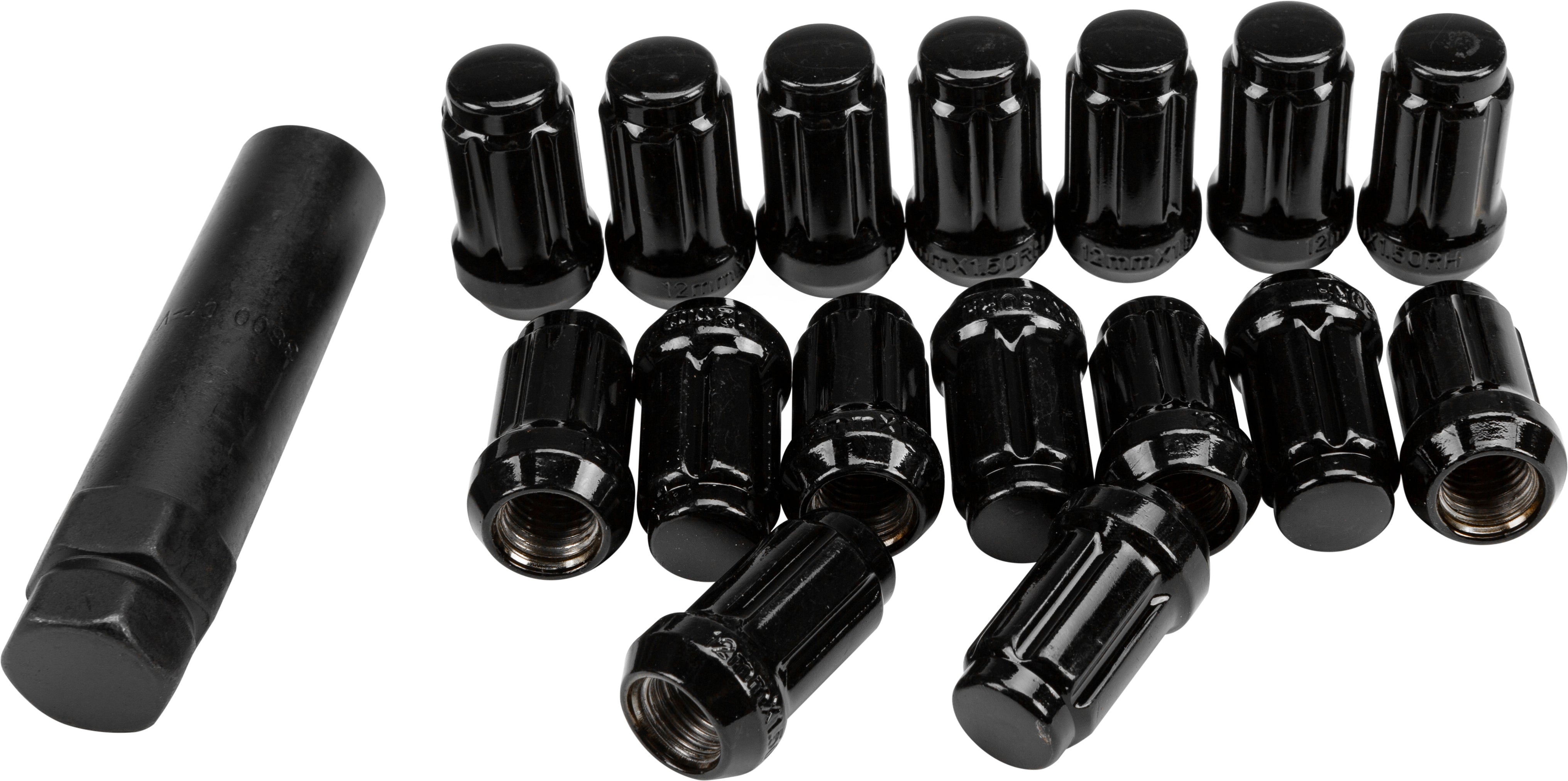 12mmx1.50 Lock Style Lug Nuts Black W/Key 16/Pk