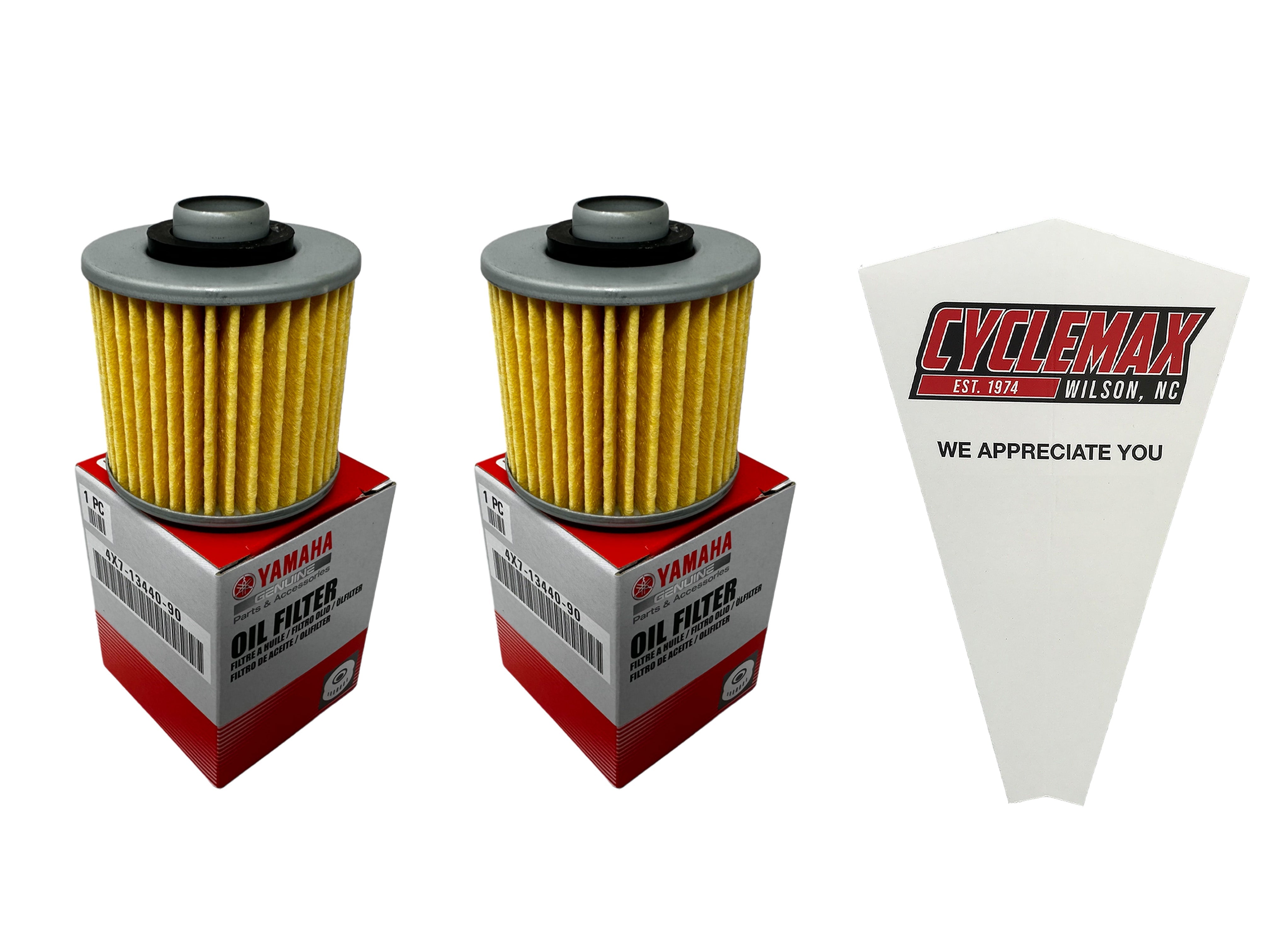 Cyclemax Two Pack for Yamaha Oil Filter 4X7-13440-90 Contains Two Filters and a Funnel