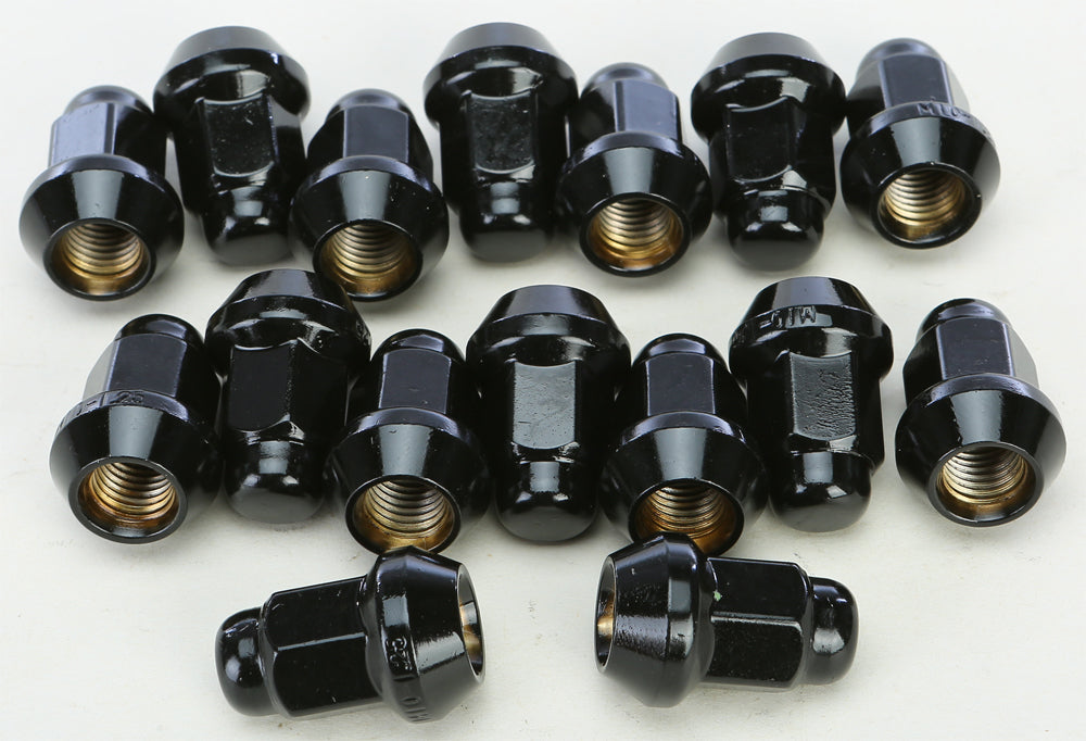 10mmx1.25 Tapered Lug Nuts Black 60' 14mm Head 16/Pk