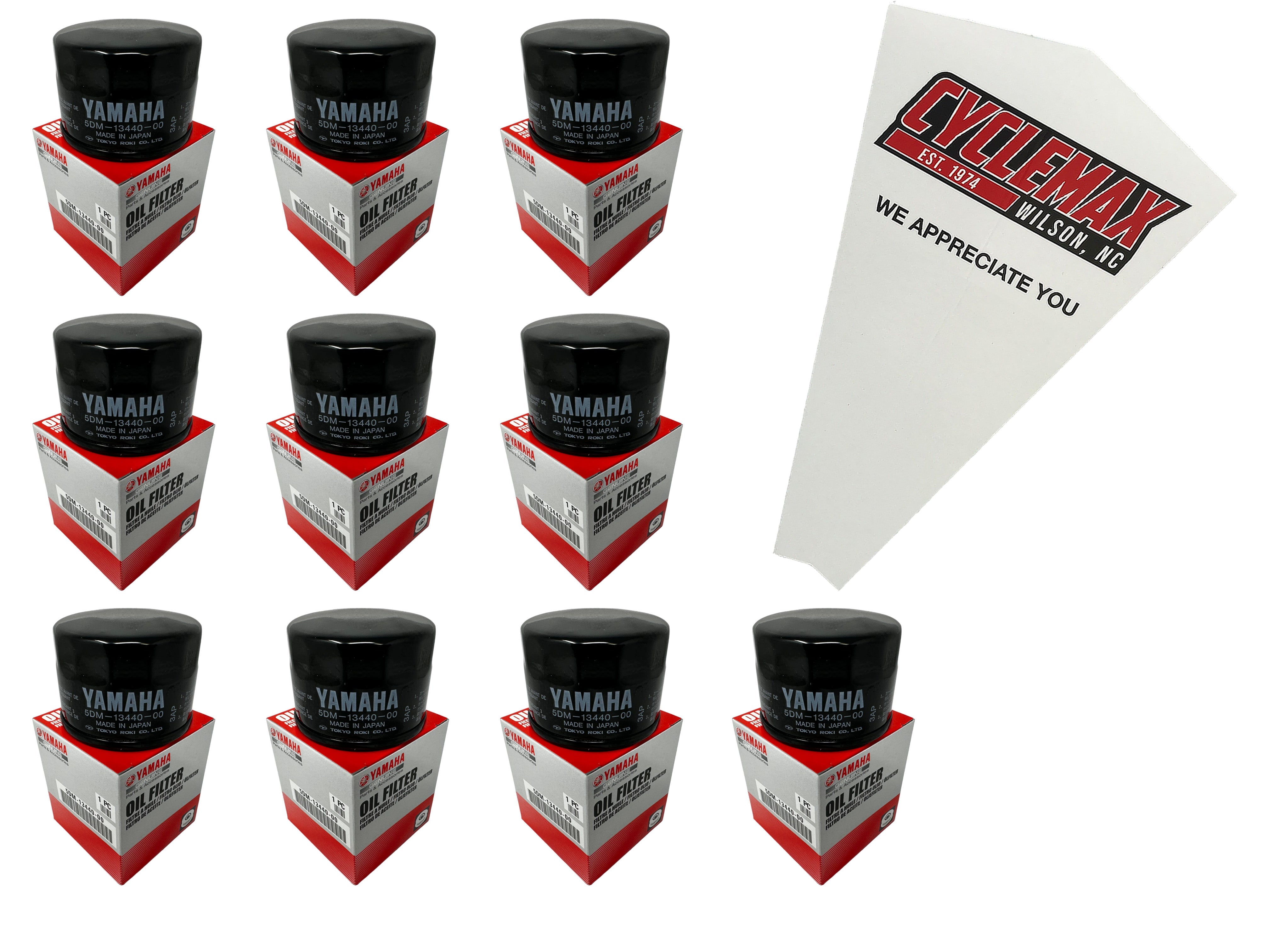 Cyclemax Ten Pack for Yamaha Oil Filter Cleaner Element Assembly 5DM-13440-00-00 Contains Ten Filters and a Funnel