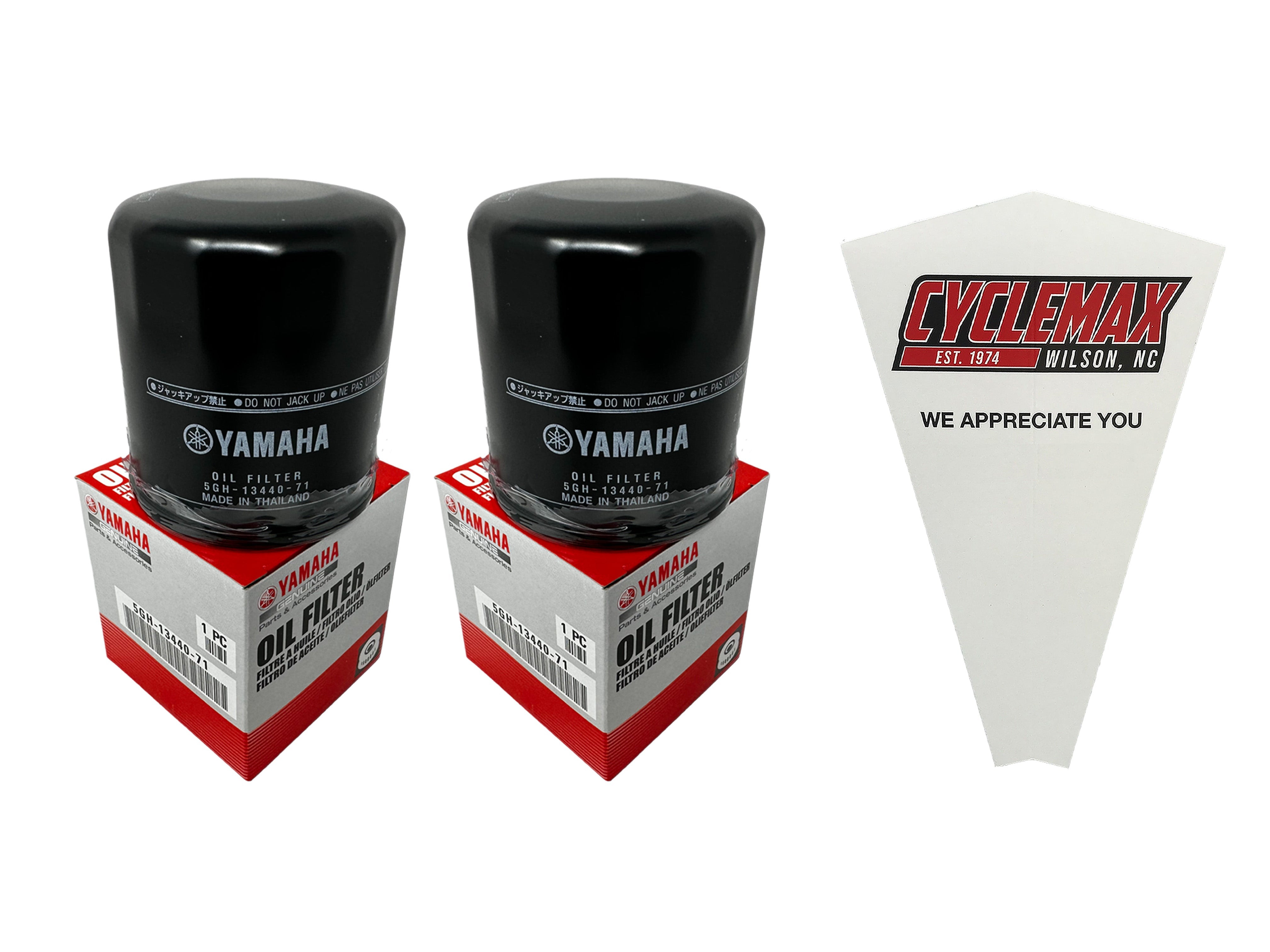 Cyclemax Two Pack for Yamaha Oil Filter 5GH-13440-71 Contains Two Filters and a Funnel