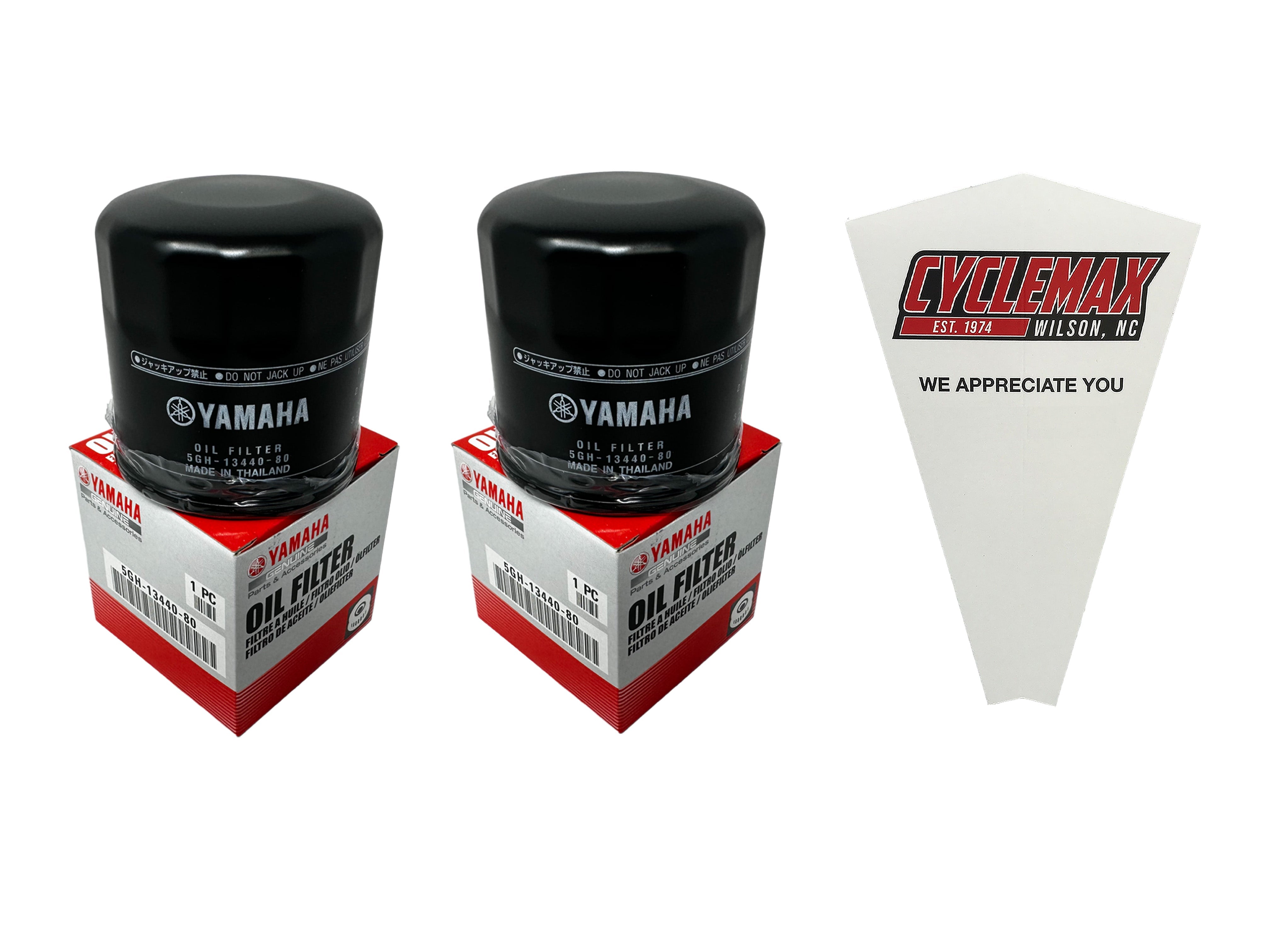 Cyclemax Two Pack for Yamaha Oil Filter 5GH-13440-80-00 Contains Two Filters and a Funnel