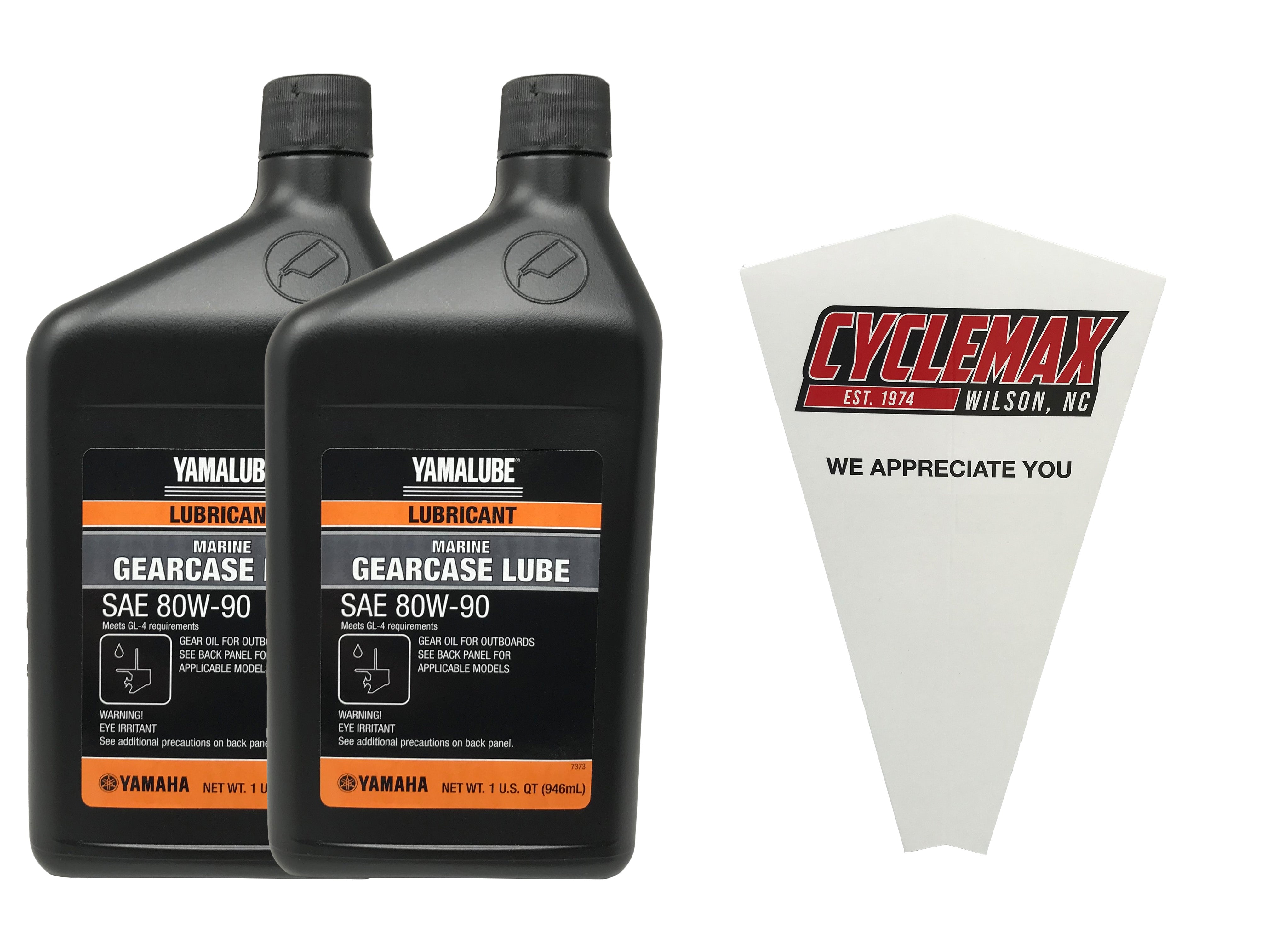 Cyclemax Two Pack for Yamaha Lower Unit Gearcase Lube Oil ACC-GEARL-UB-QT Contains Two Quarts and a Funnel