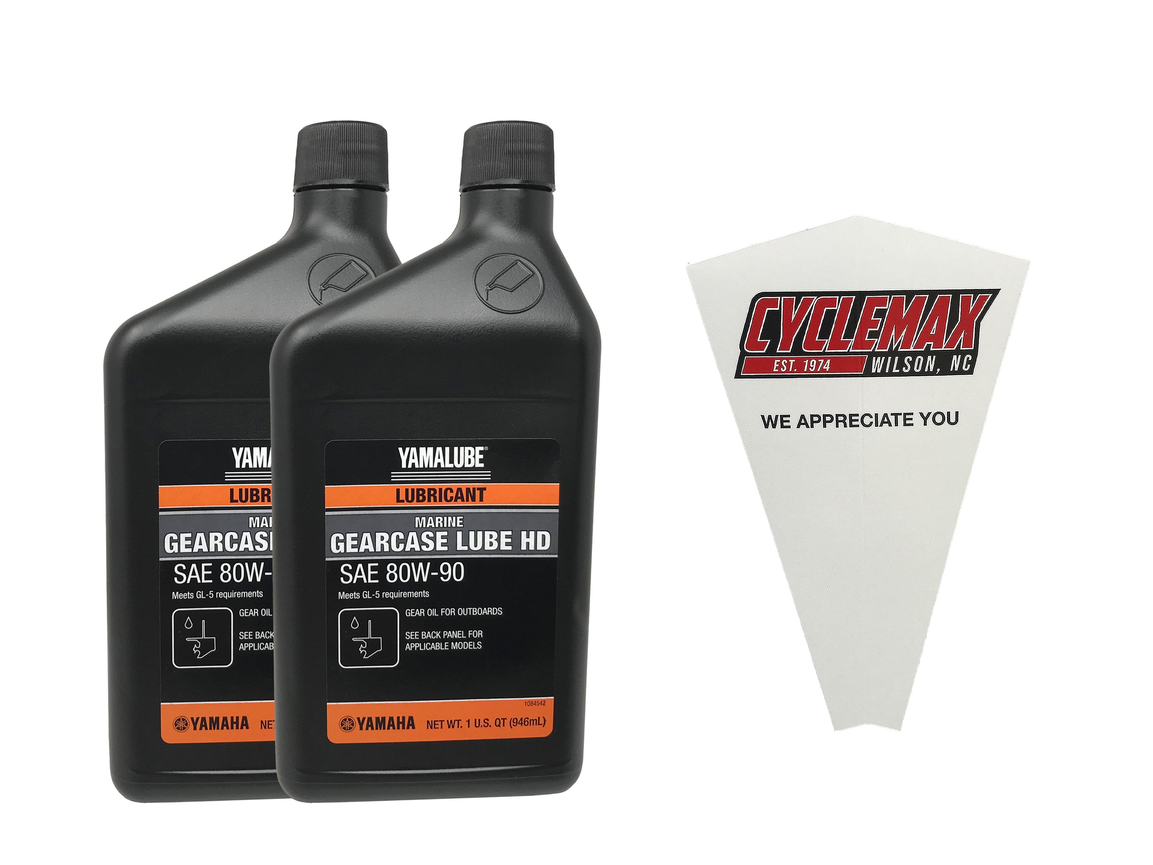 CYCLEMAX Two Pack for Yamaha Gearcase Lube HD Acc-GLUBE-HD-QT Contains Two Quarts and a Funnel