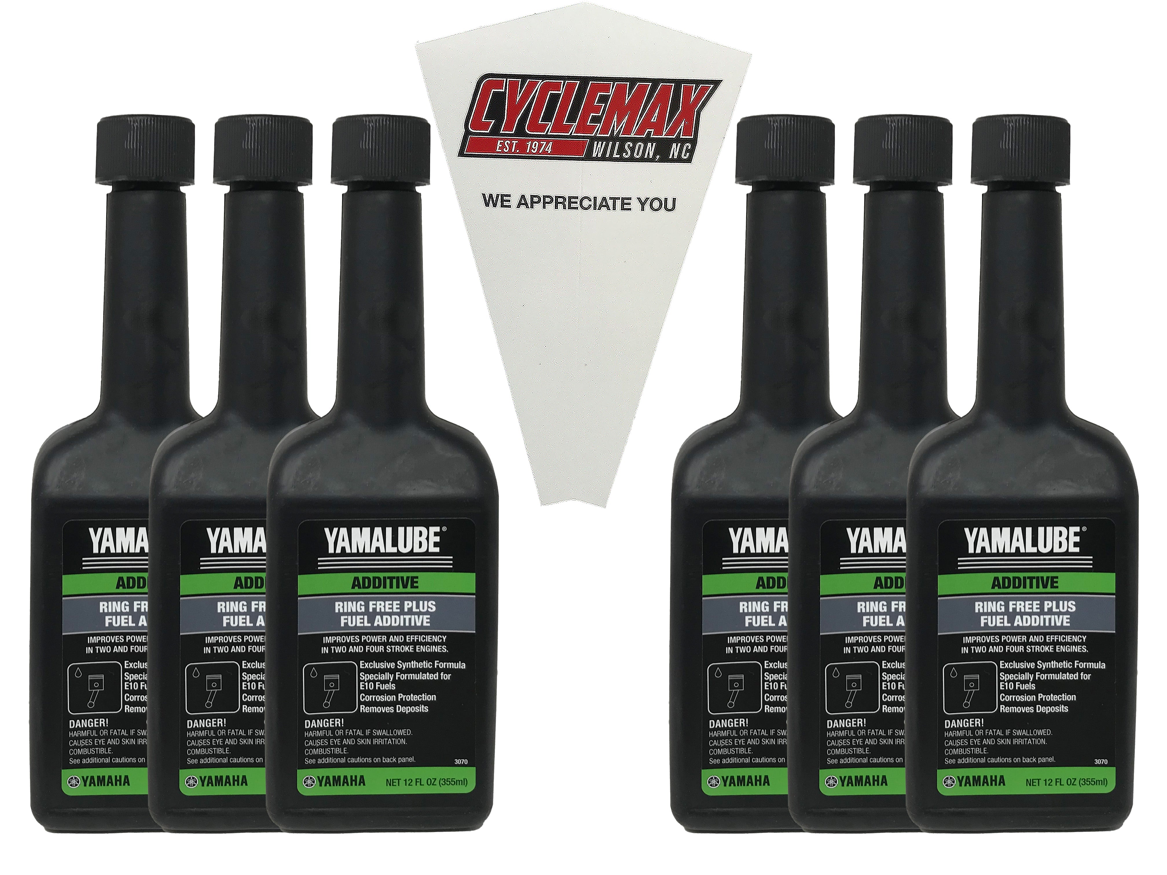 CYCLEMAX Six Pack for Yamaha Ring Free Plus Fuel Additive ACC-RNGFR-PL-12 Contains Six 12oz Bottles and a Funnel