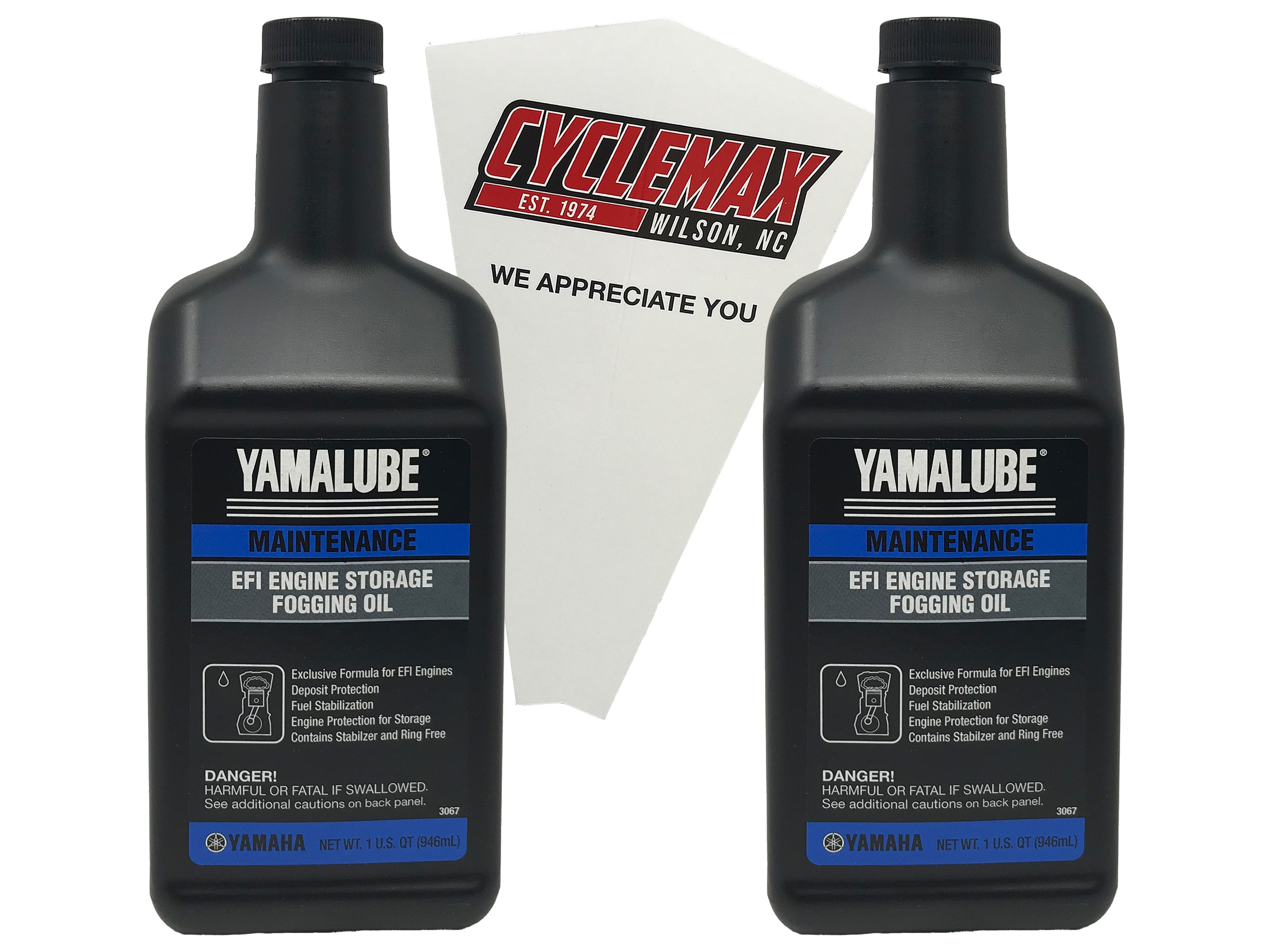 Cyclemax Two Pack for Yamaha Yamalube EFI Engine Storage Fogging Oil ACC-STORR-IT-32 Contains Two Quarts and a Funnel