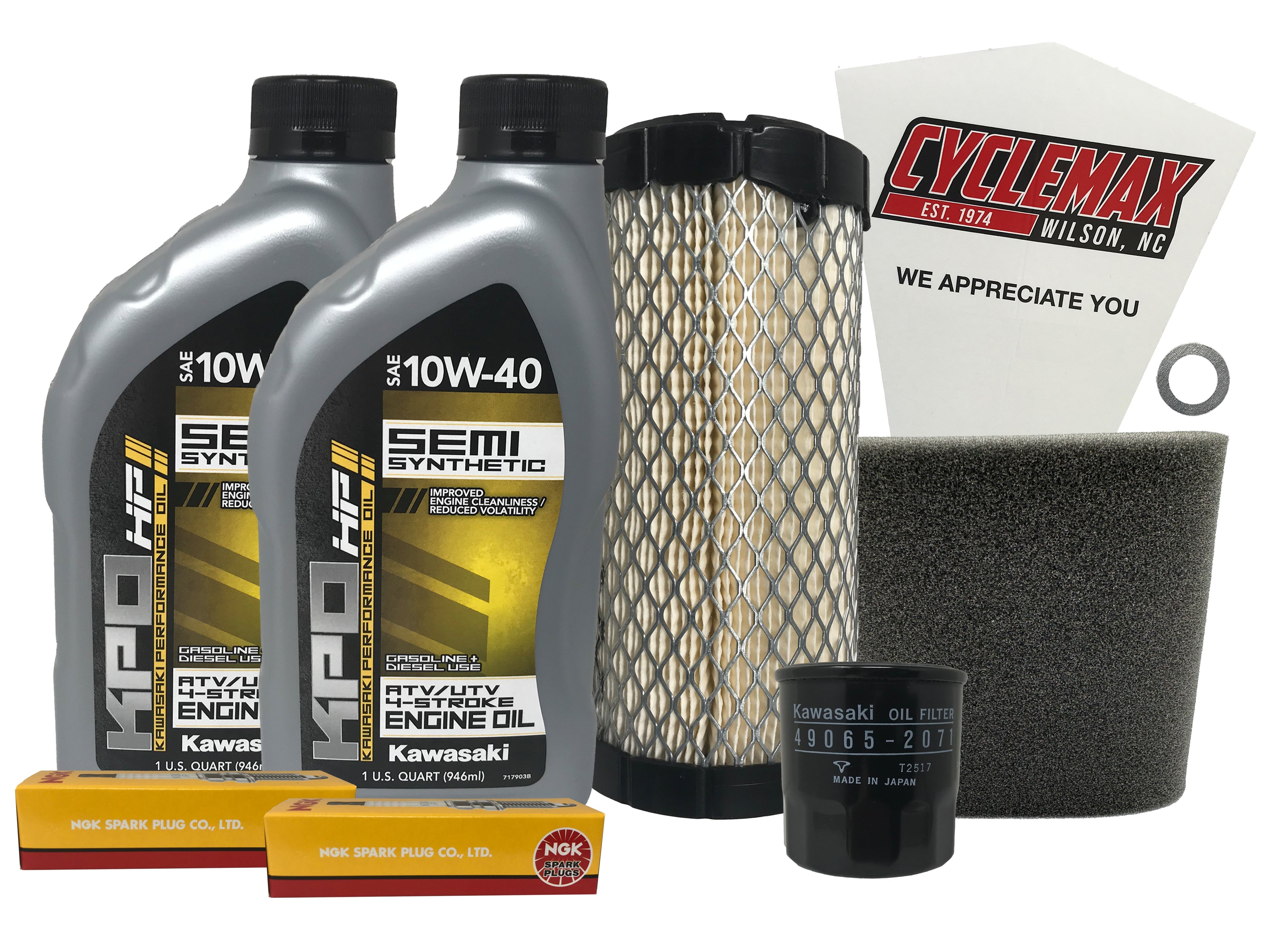 Cyclemax Full Service Kit fits 2011-2023 Kawasaki Mule 4000 4010 with Spark Plugs