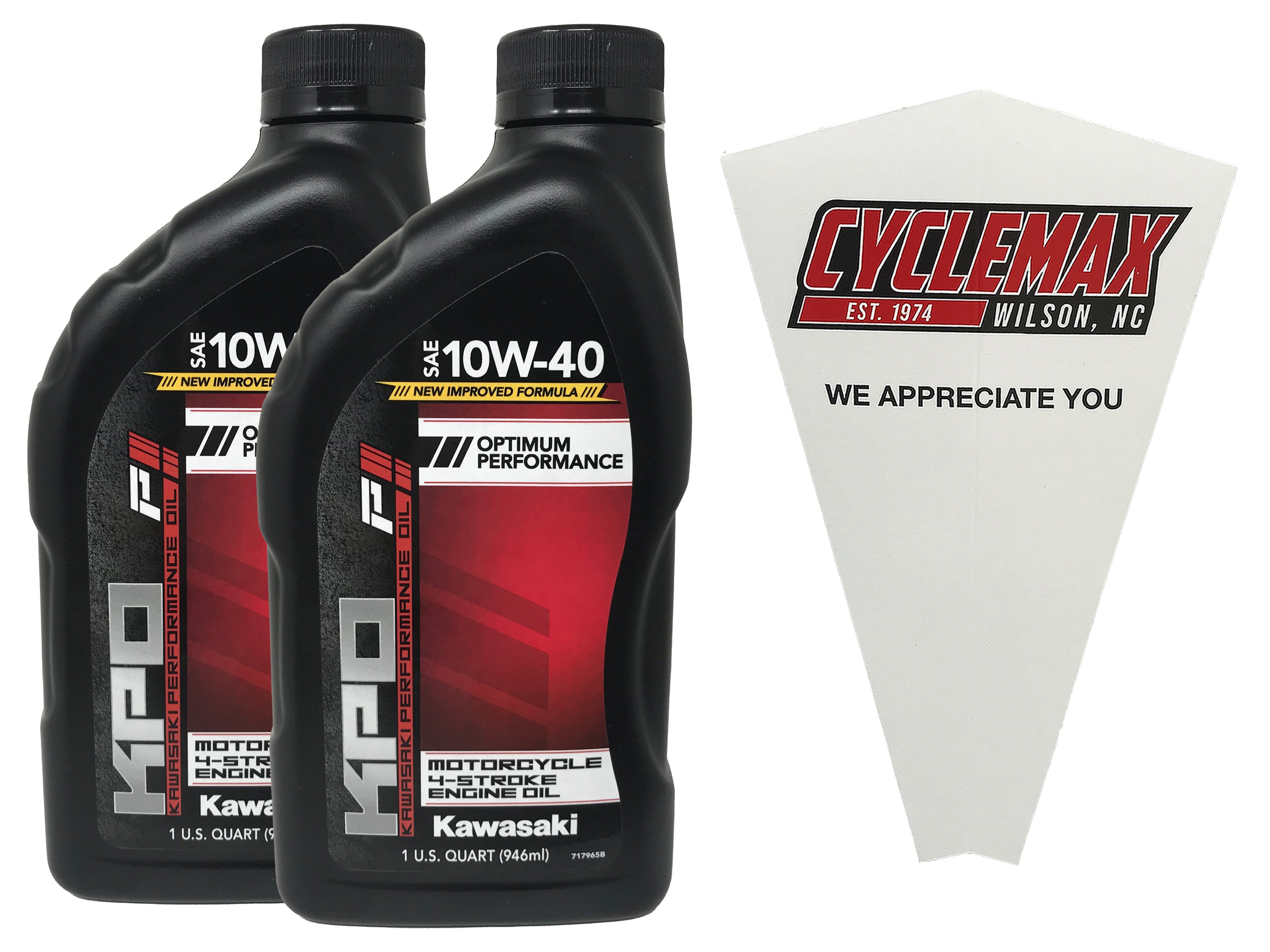 Cyclemax Two Pack for Kawasaki KPO Motorcycle 4-Stroke 10W-40 Oil K61021-101-01Q Contains Two Quarts and a Funnel