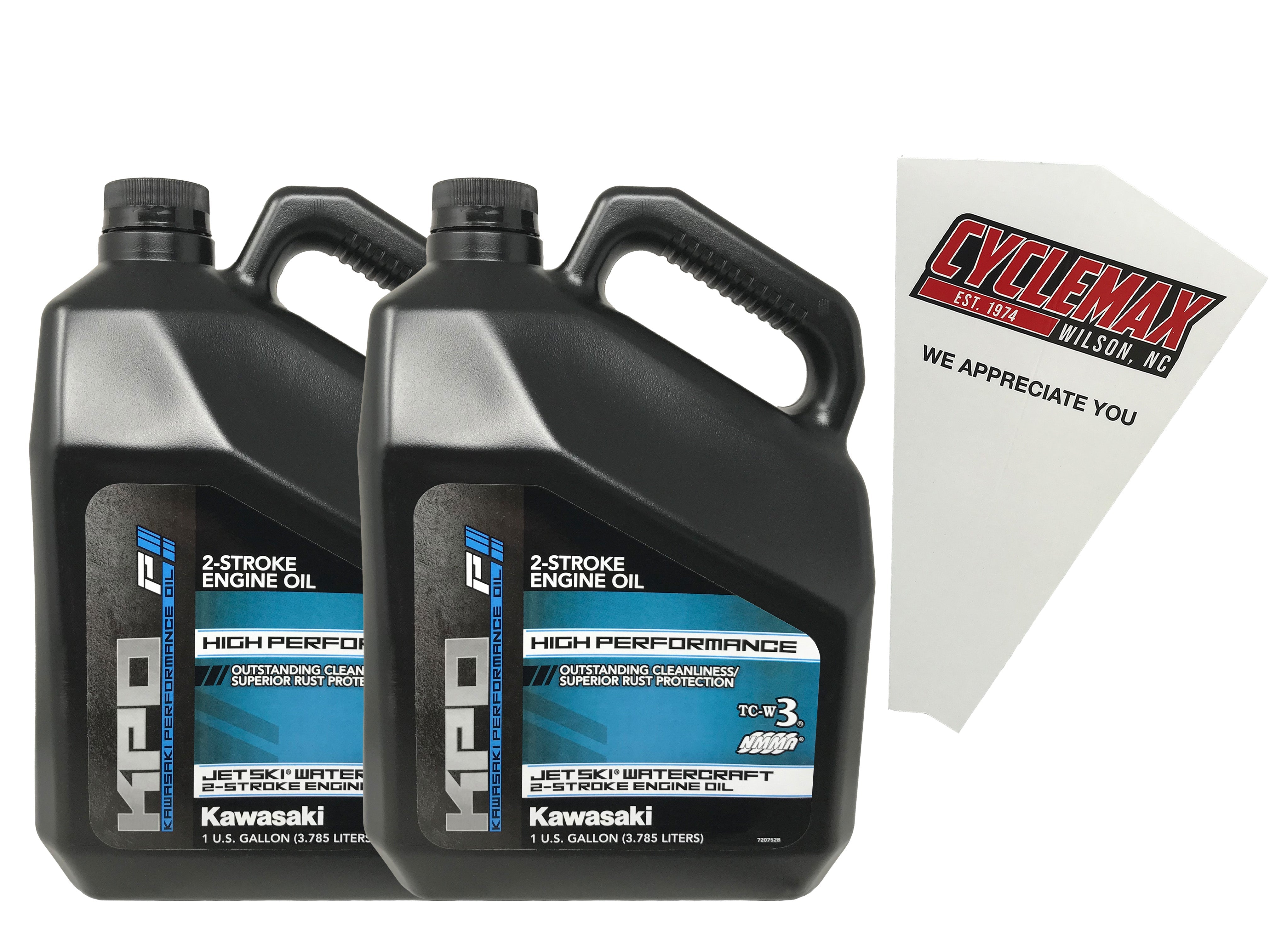 Cyclemax Two Pack for Kawasaki KPO 2-Stroke Jet Ski Oil K61022-900-01G Contains Two Gallons and a Funnel