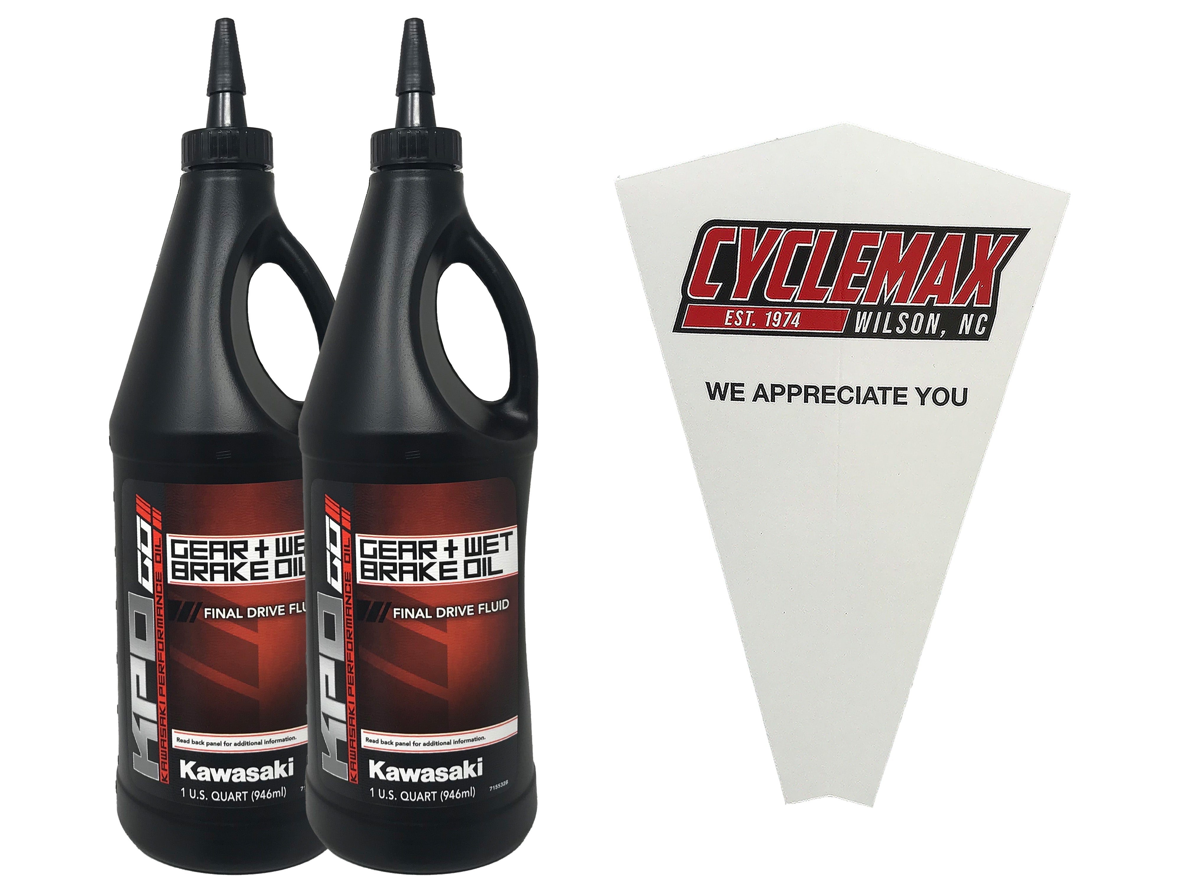 Cyclemax Two Pack for Kawasaki KPO Gear + Wet Brake Oil K6103G-101-01Q Contains Two Quarts and a Funnel