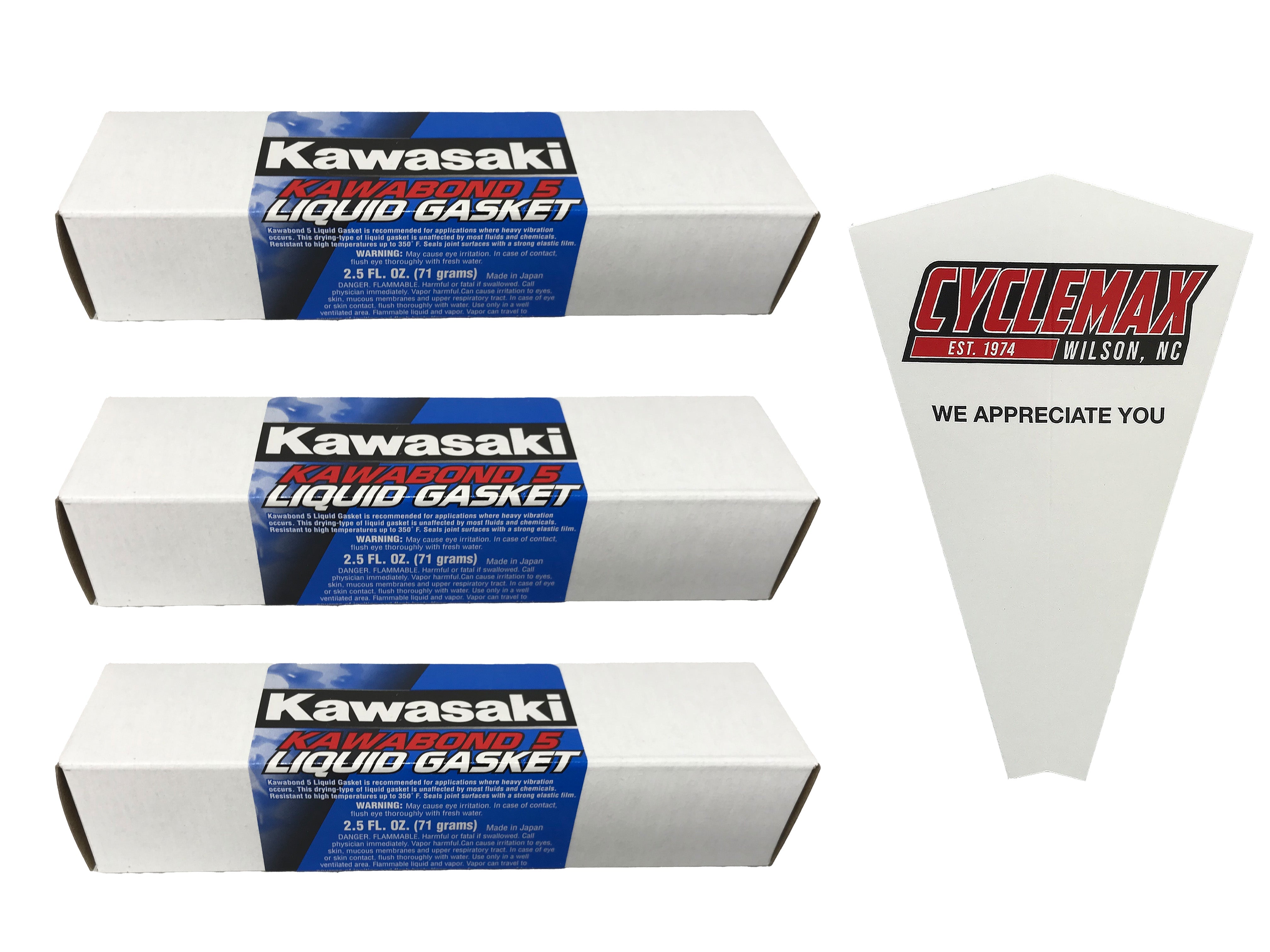 Cyclemax Three Pack for Kawasaki Kawabond 5 Liquid Gasket K61079-012A Contains Three 2.5oz Tubes and a Funnel