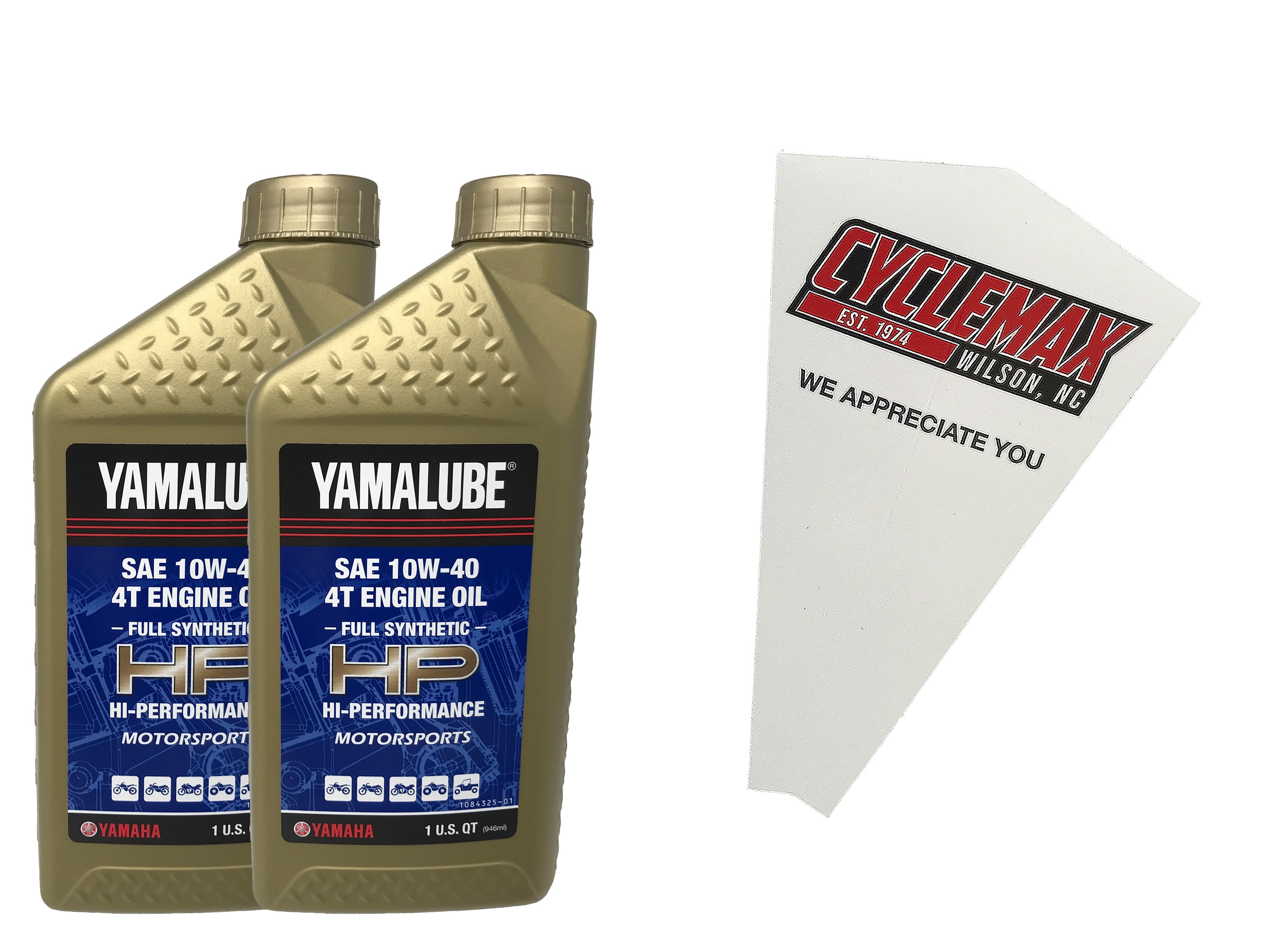 Cyclemax Two Pack of Yamaha Yamalube Full 4-Stroke Synthetic 10W-40 Oil LUB-10W40-FS-12 Contains Two Quarts and a Funnel