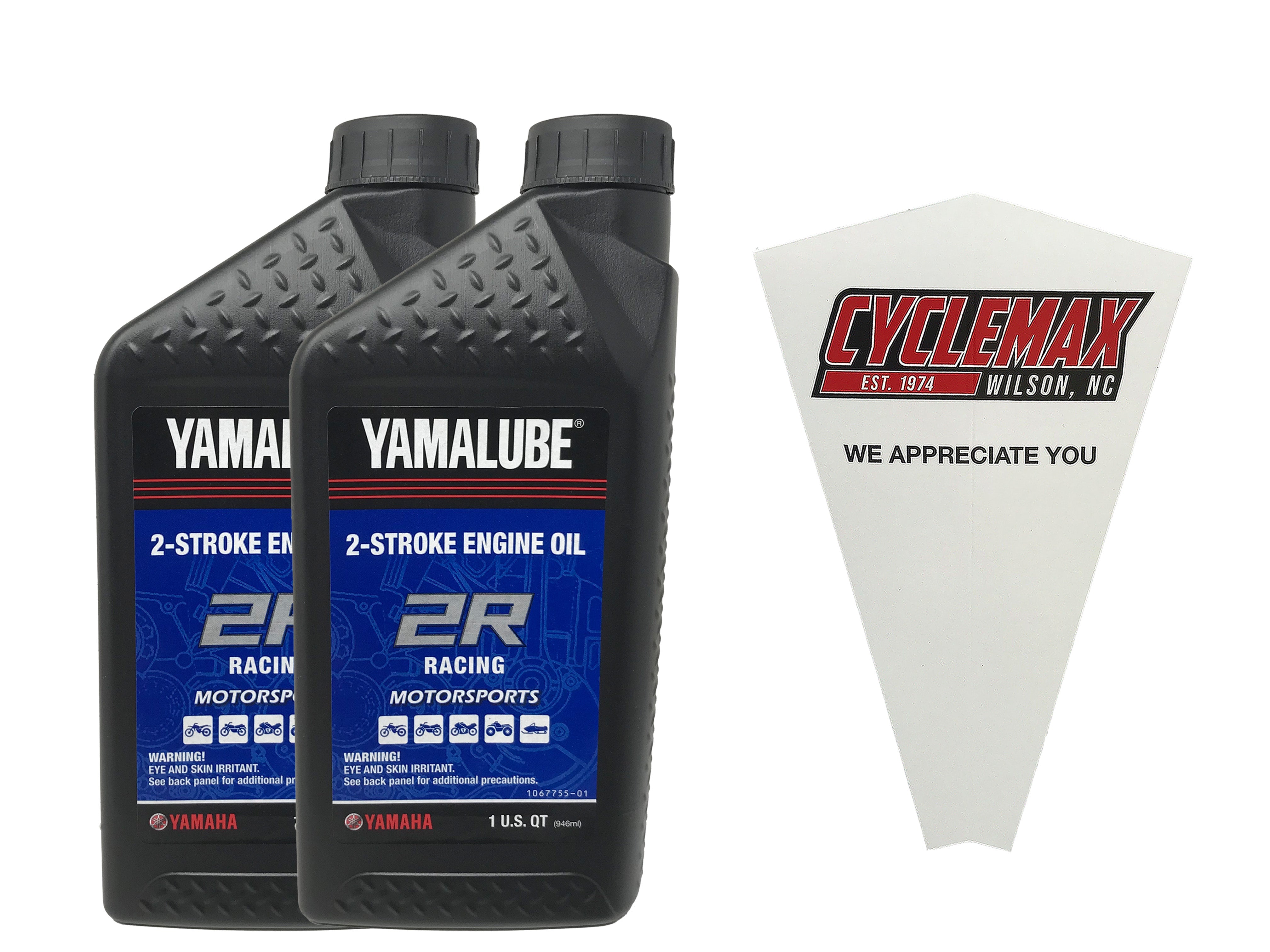 Cyclemax Two Pack for Yamaha Yamalube 2R 2-Stroke Racing Oil LUB-2STRK-R1-12 Contains Two Quarts and a Funnel