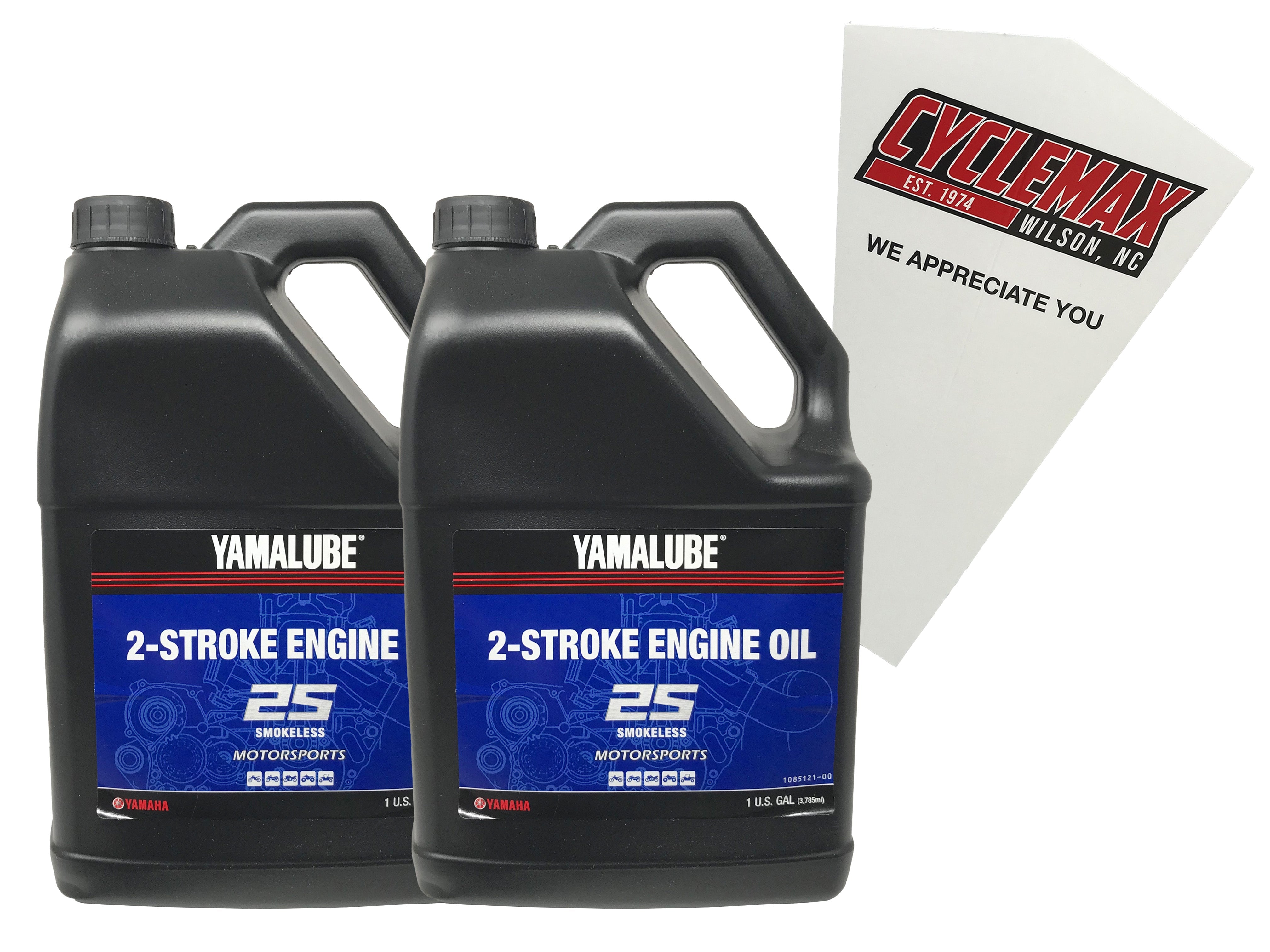 Cyclemax Two Pack for Yamaha 2S 2-Stroke Smokeless Engine Oil LUB-2STRK-S1-04 Contains Two Gallons and a Funnel