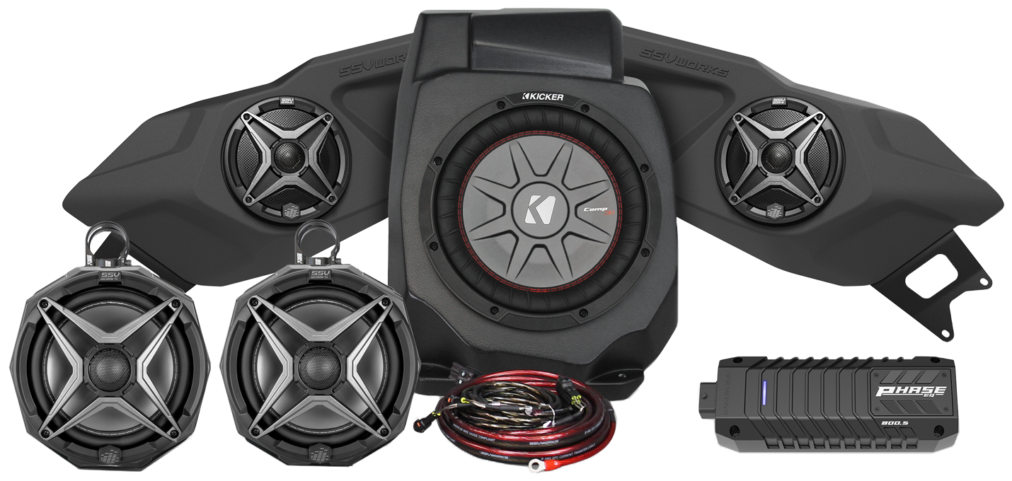 5 Speaker Plug And Play Kit W/ 8" Cage Pods Ride Command